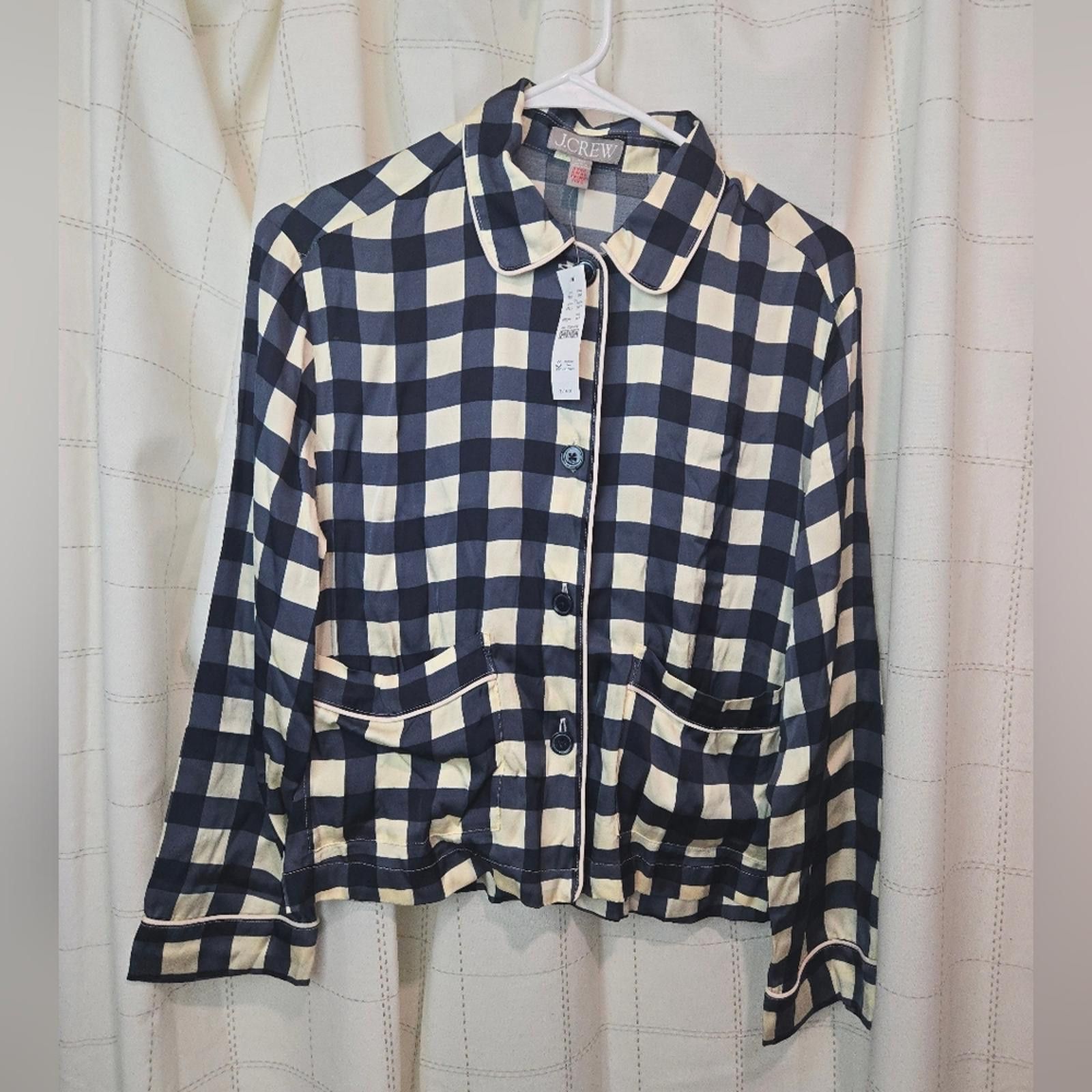 J.Crew J Crew Soft Shine Pajama Top In Gingham Size ONE SIZE - 1 Thumbnail