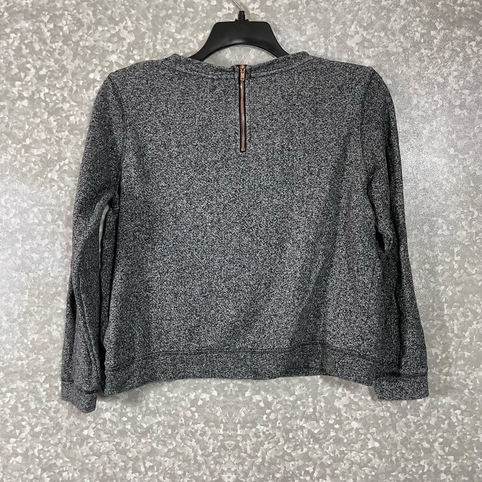 H&M H&M Gray Marled Back Zipper Cropped Sweatshirt - Size Medium Size M / US 6-8 / IT 42-44 - 7 Thumbnail