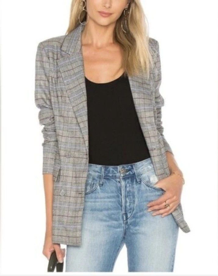 REVOLVE Majorelle Rhea Blazer Plaid Double Breasted Jacket Size XS Size XS / US 0-2 / IT 36-38 - 1 Thumbnail