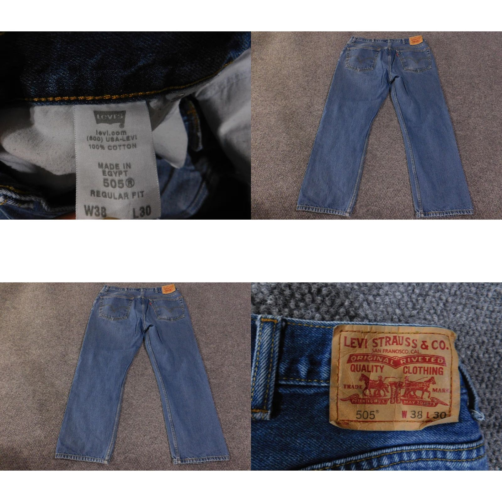 Levi's VINTAGE Levis 505 Jeans Mens 38x30 Blue Regular Fit Straight Leg Denim Made Egypt Size US 38 / EU 54 - 8 Thumbnail