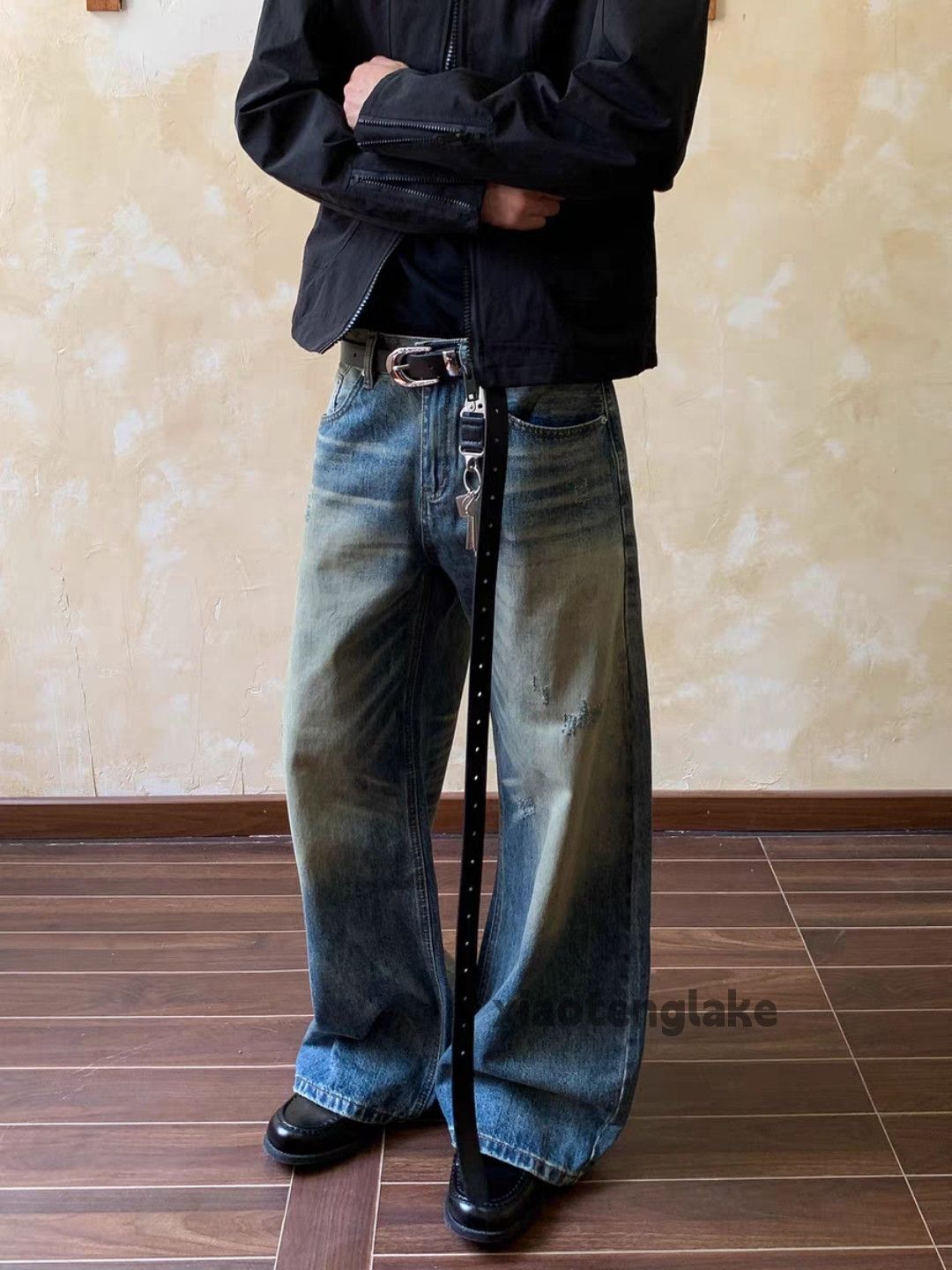 Jean xtl washed faded loose baggy hiphop yuppie rusty jeans Size US 33 - 5 Thumbnail