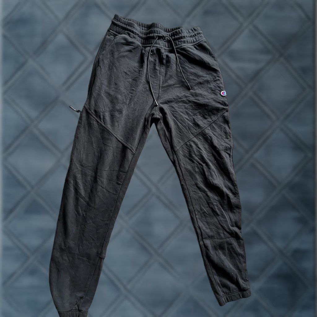 Champion Champion Men's Classic Sweatpants Black Pockets Fleece Cotton Polyester Size Medium M Pants Jogger Size US 31 - 1 Thumbnail