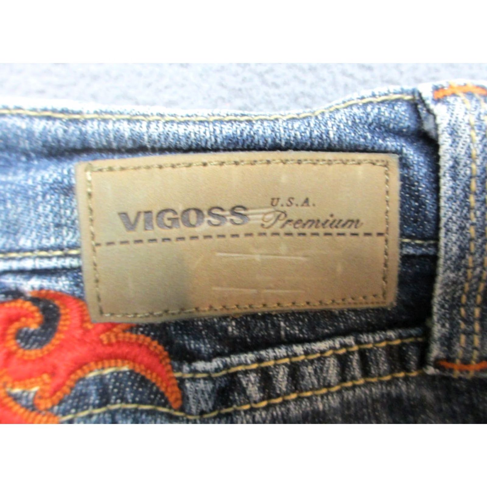 Vintage Vigoss Womens Jeans Blue Bootcut Embroidered Butterfly Mid Rise - 11/12 - Buy Online Size 34" / US 12 / IT 48 - 4 Thumbnail