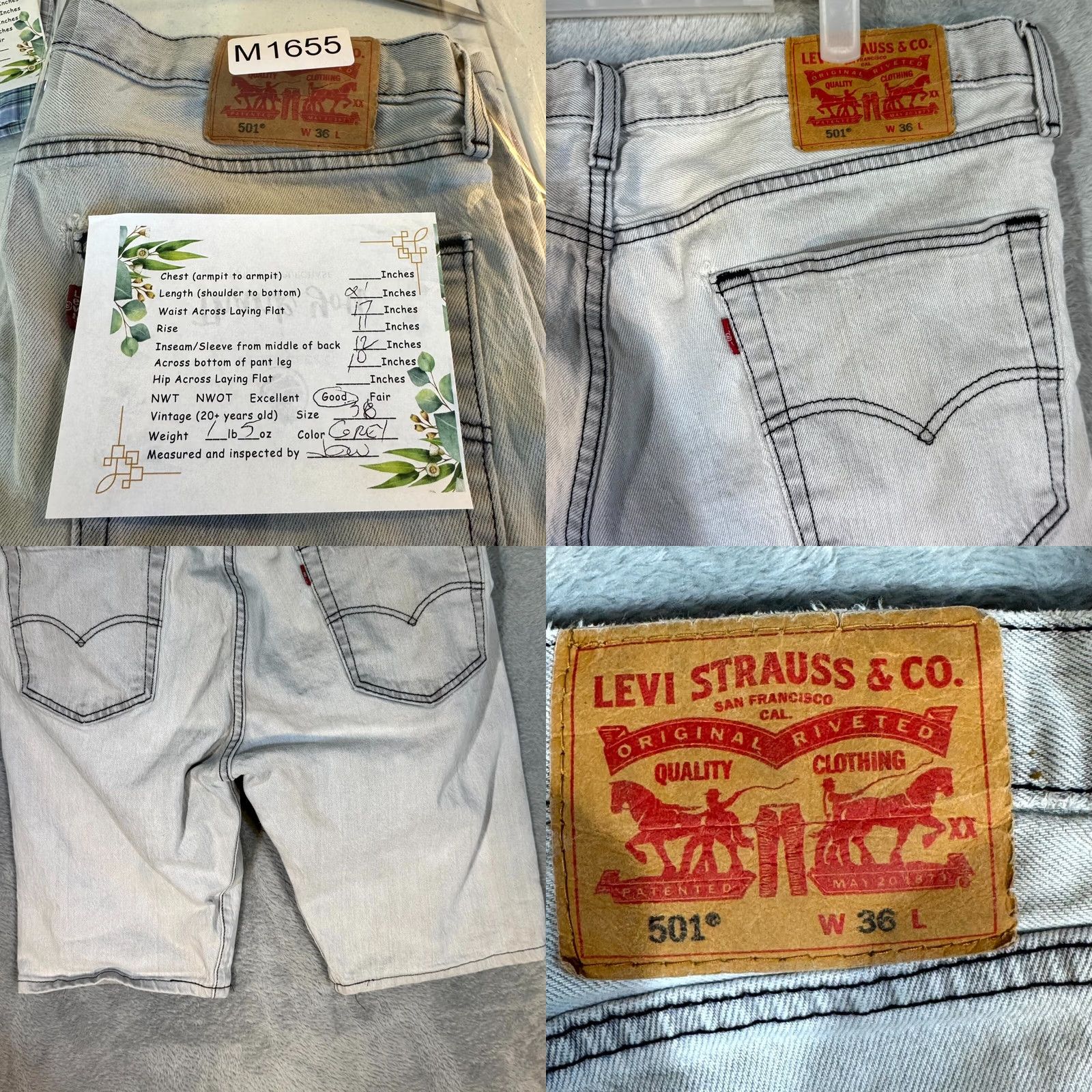Levi's Levi's Shorts Bermuda 501 Gray Mid-Rise Button-Fly Original Fit M1655 Mens Shorts 36 Gray Denim Casual Summer Vintage? Size US 36 / EU 52 - 8 Thumbnail