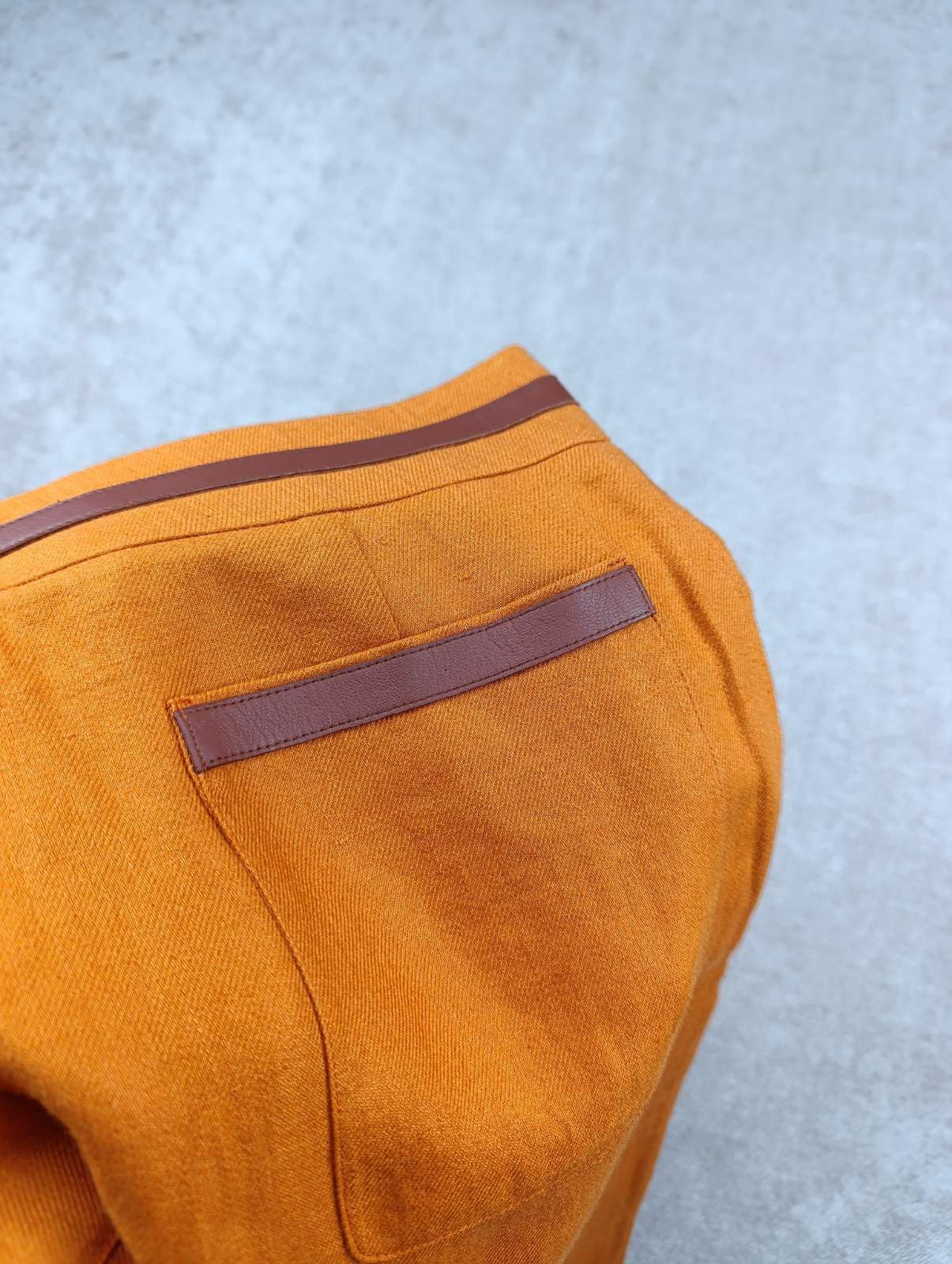 Loro Piana LORO PIANA CARSON LEATHER-TRIM LINEN PANTS IN ORANGE RUST Size 27" / US 4 / IT 40 - 19 Thumbnail