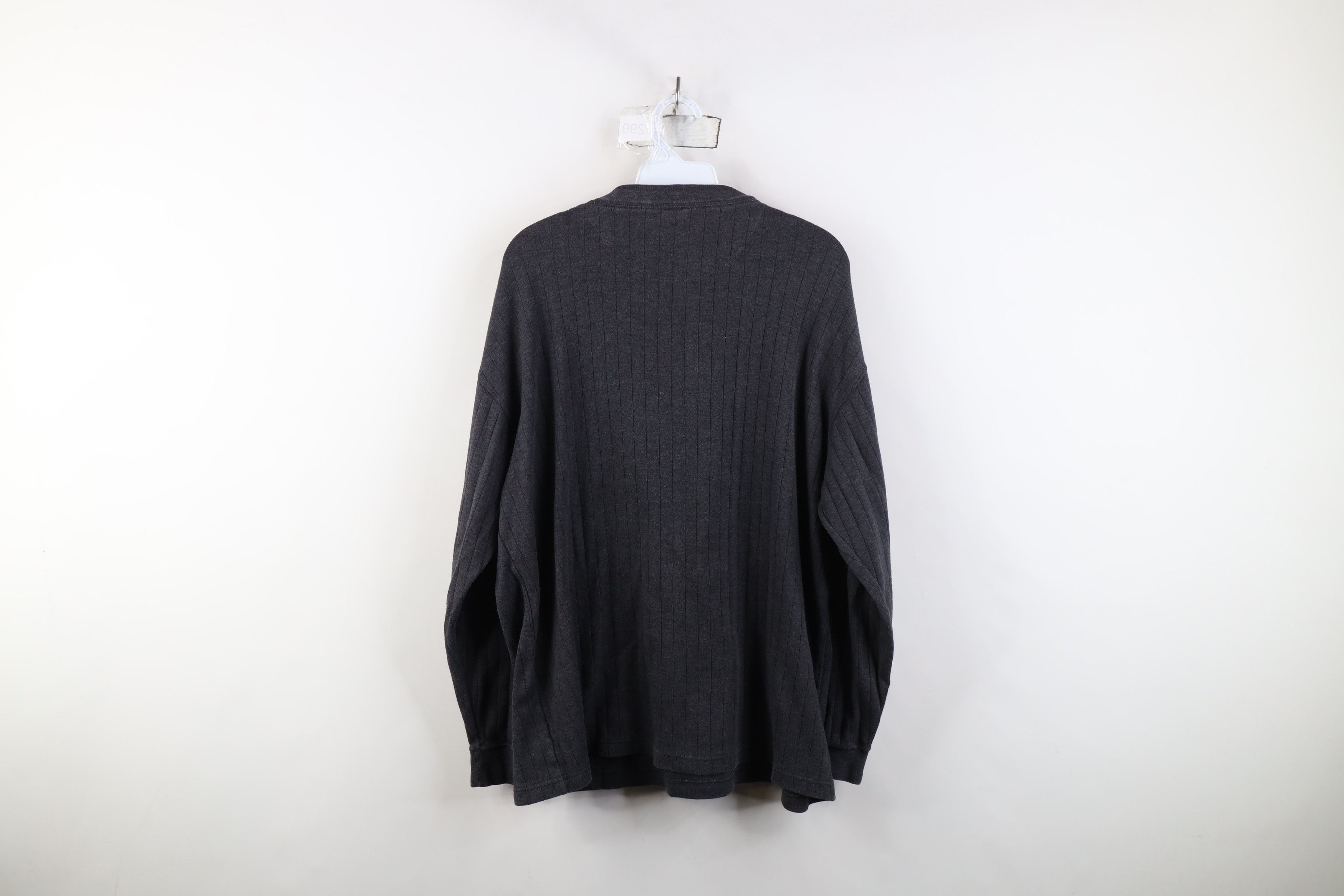 Vintage Vintage 90s Y2K Streetwear Ribbed Knit Henley T-Shirt Gray Size US L / EU 52-54 / 3 - 10 Thumbnail