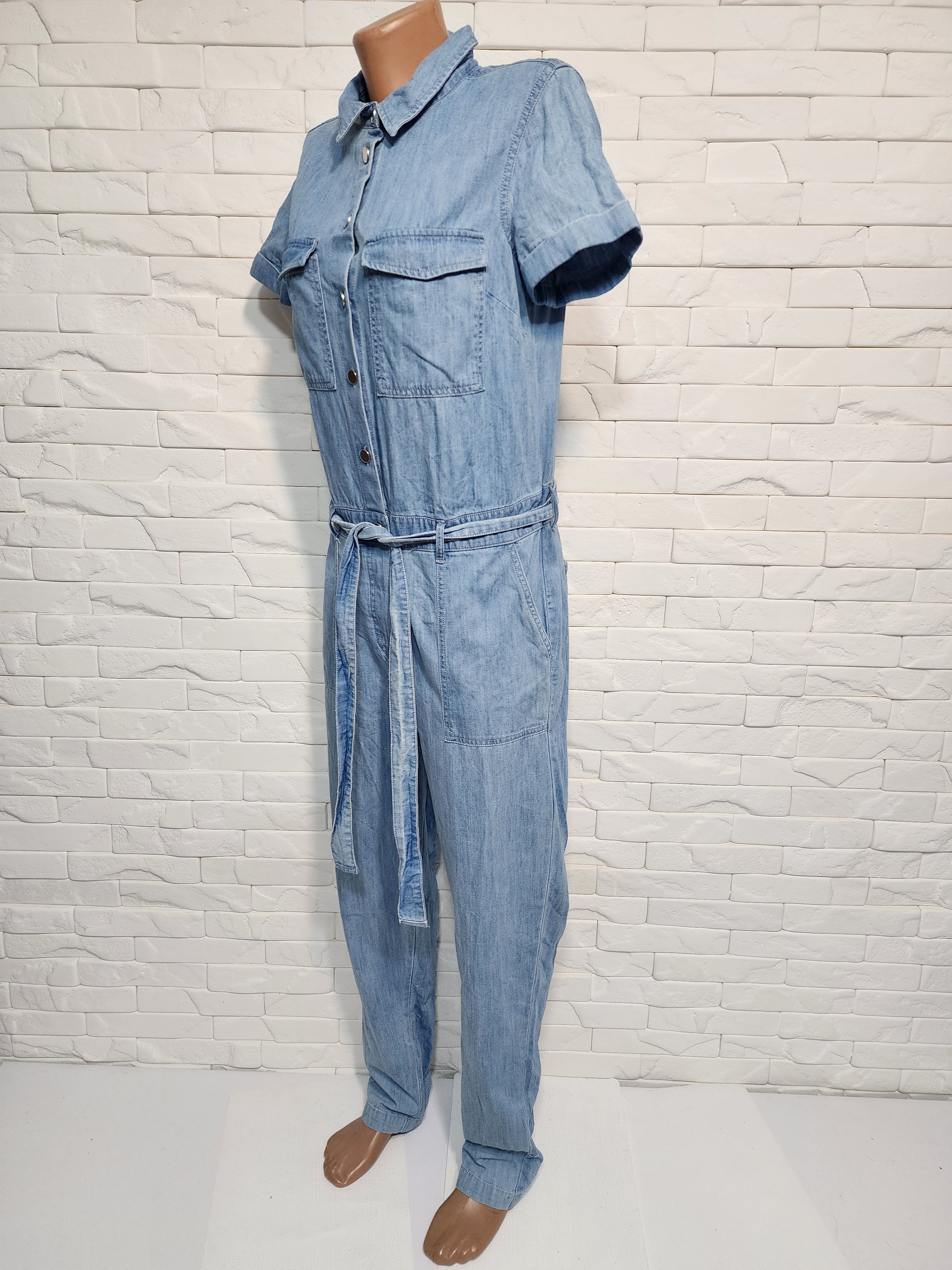 Denim & Co. Women's cotton jumpsuit. Size 35" - 2 Thumbnail