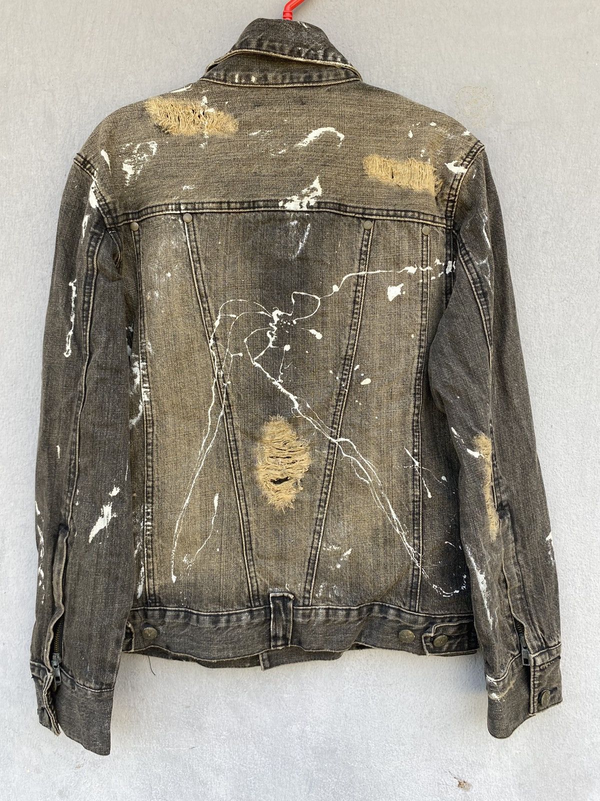 Japanese Brand × Seditionaries MIDAS WASHED BLACK DISTRESSED PAINTER DENIM JACKET ANARCHY Size US M / EU 48-50 / 2 - 4 Thumbnail