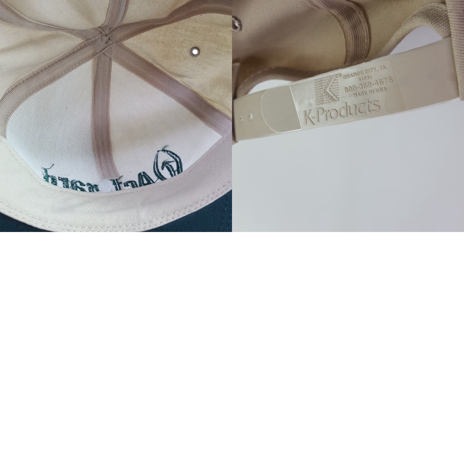 Vintage VINTAGE K-Products Trucker Hat USA Embroidered Adjustable Cap Green Beige Farm Retro Cap Hat Mens Size ONE SIZE - 8 Thumbnail