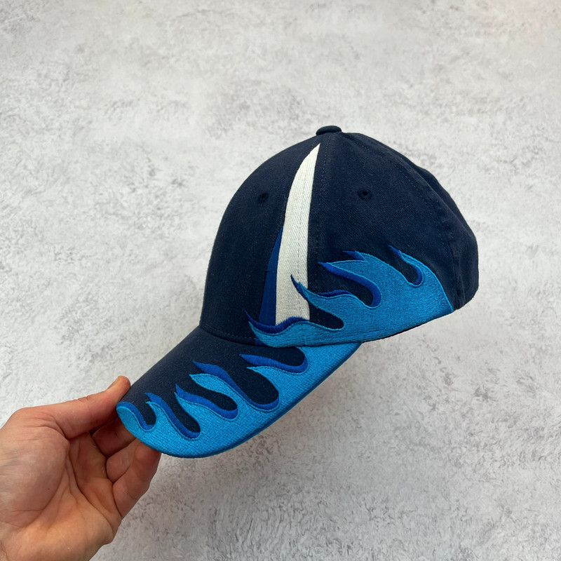 Other Flexfit Y2K blue flame vintage cap with a visor Size ONE SIZE - 4 Thumbnail