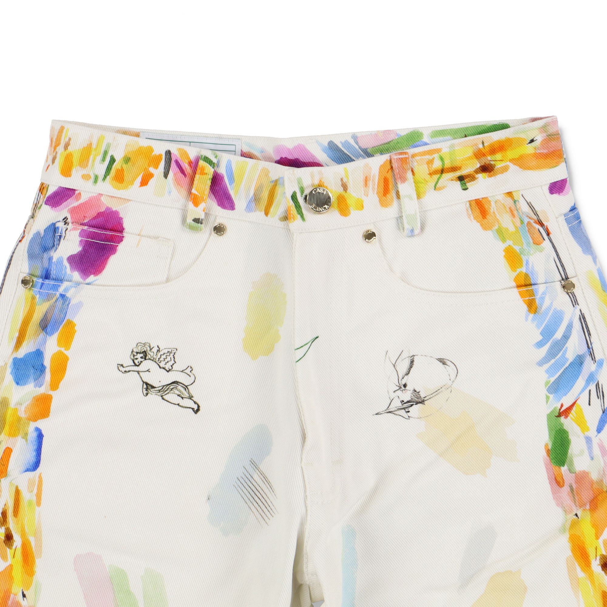 Casablanca White Work In Progress Paint Straight Jeans Size 25" / US 0 / IT 36 - 6 Thumbnail