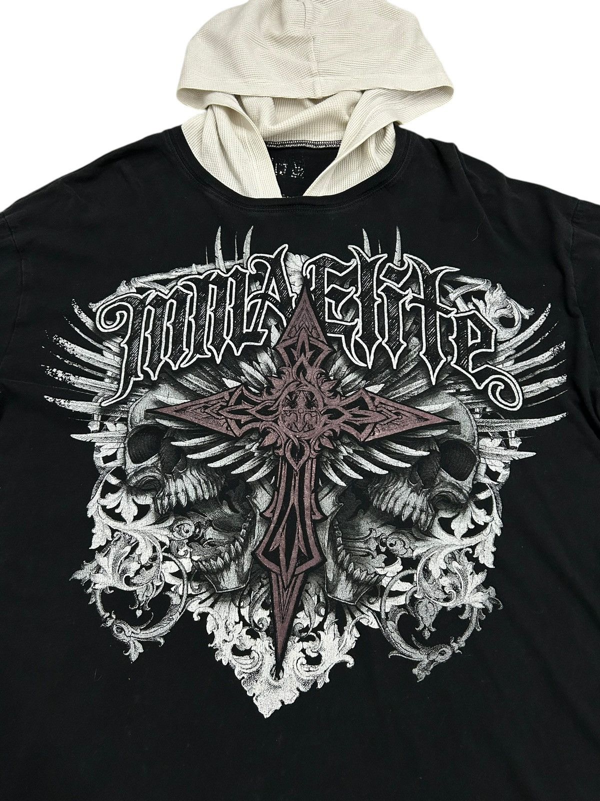 Designer × Japanese Brand MMZ Elite Gothic Cross Hoodie Layered L/Sleeve Graphic Tee Size US XL / EU 56 / 4 - 4 Thumbnail