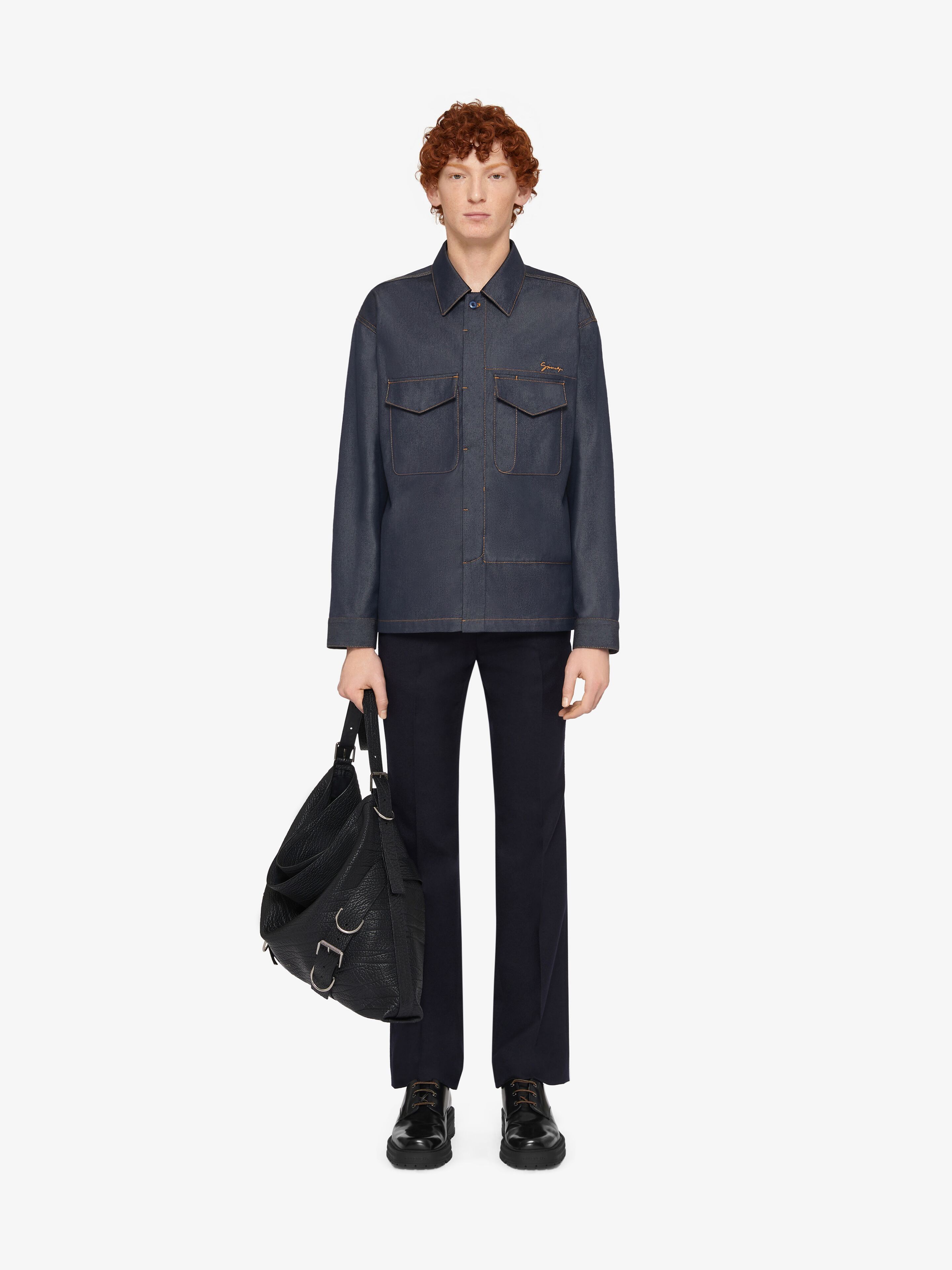 o1w1db10925 Military Denim Shirt in Blue