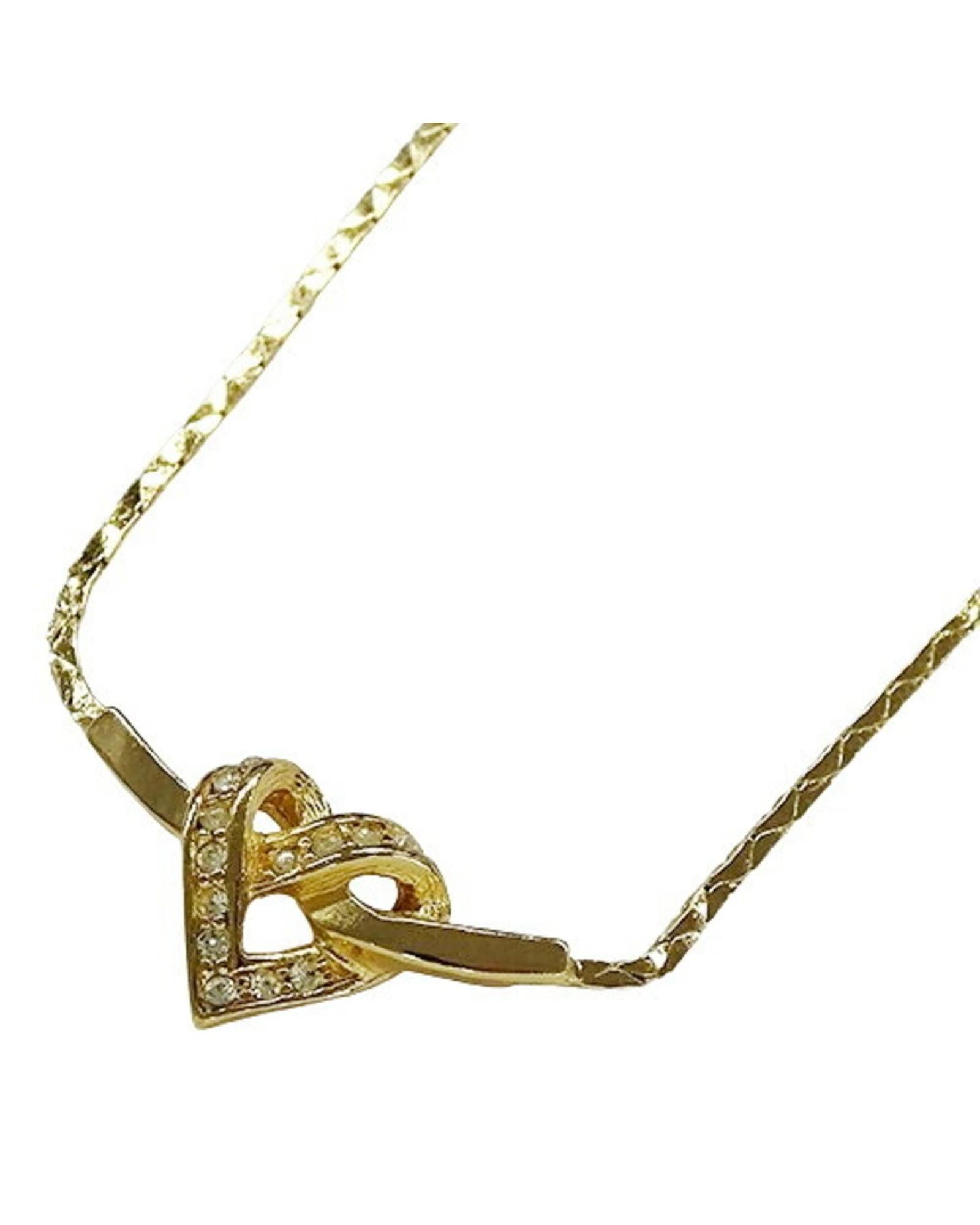 image of Dior Golden Metal Necklace With Captivating Stone, Women's