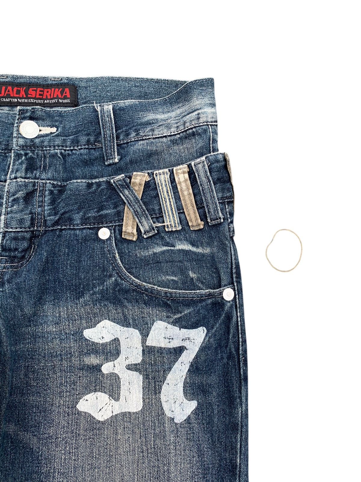 Tornado Mart FLARE JACK SERIKA DOUBLE WAIST WING PUNK DISTRESSED DENIM Size US 32 / EU 48 - 14 Thumbnail