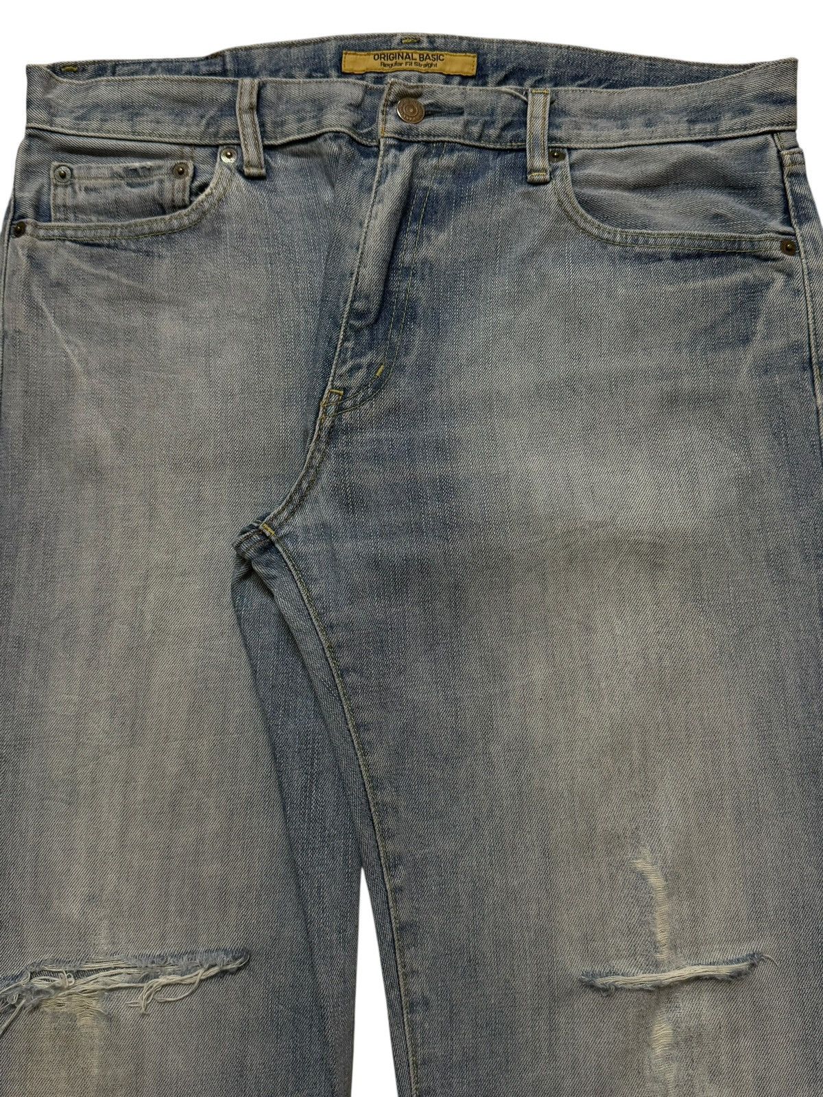 Uniqlo Vintage Y2K Japanese Uniqlo Blue Faded Distressed Wide Leg Size US 35 - 3 Thumbnail