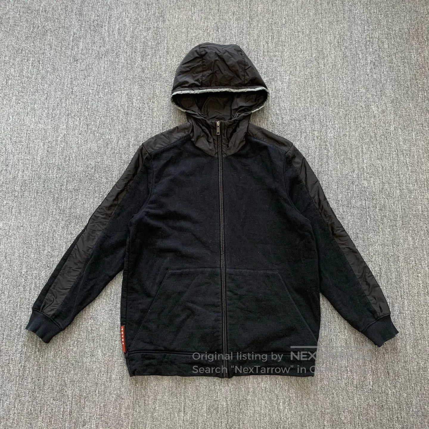 Prada Black Zip-Up Hoodie with Contrast Sleeves. Size US L / EU 52-54 / 3 - 1 Thumbnail