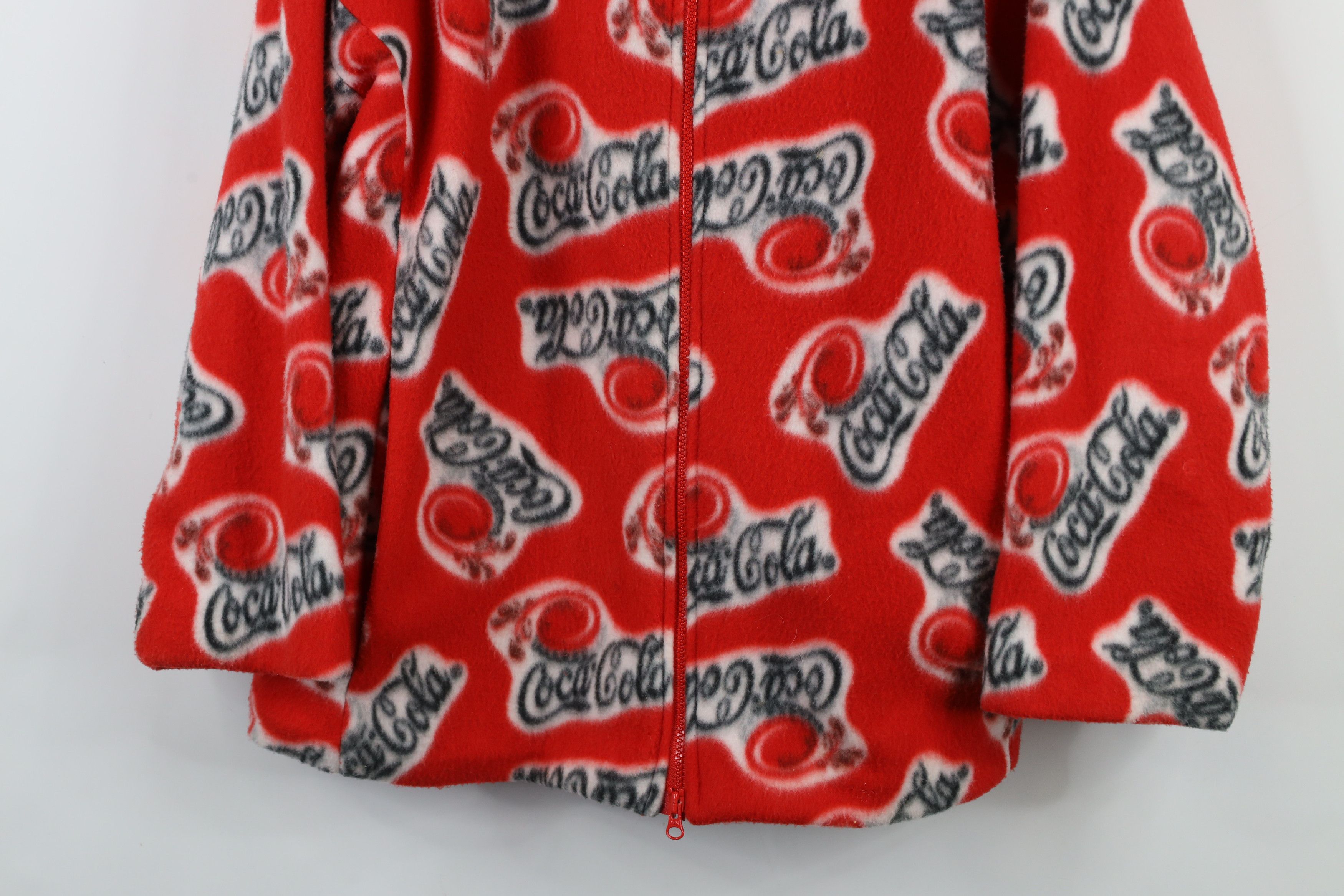 Vintage Vintage 90s Coca Cola Over Print Full Zip Fleece Jacket Red Size XXL / US 16-18 / IT 52-54 - 3 Thumbnail