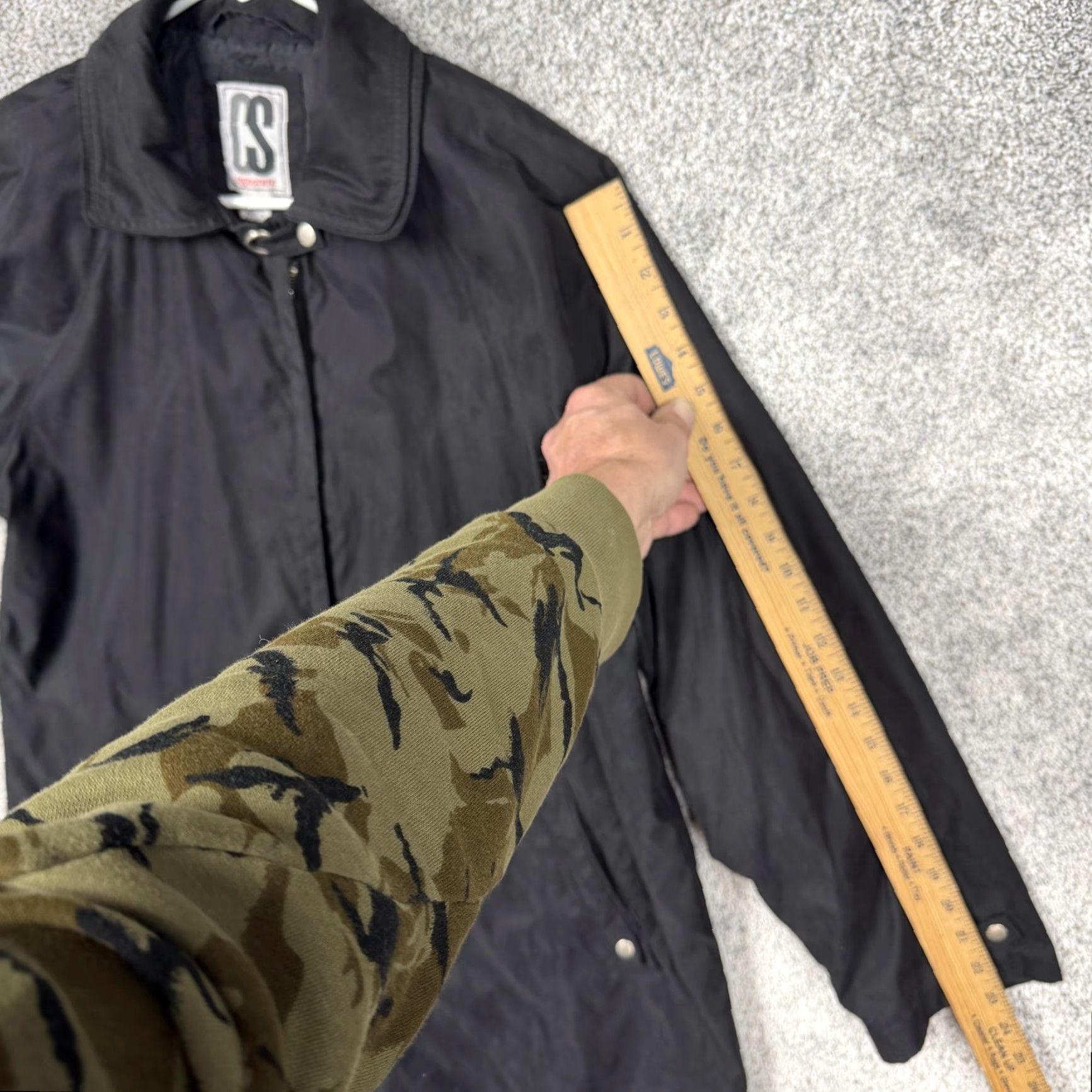 Vintage Vtg 90s CS Signature Rain Coat Womens M Black Shoulder Pads Zip Office Siren Size M / US 6-8 / IT 42-44 - 3 Thumbnail