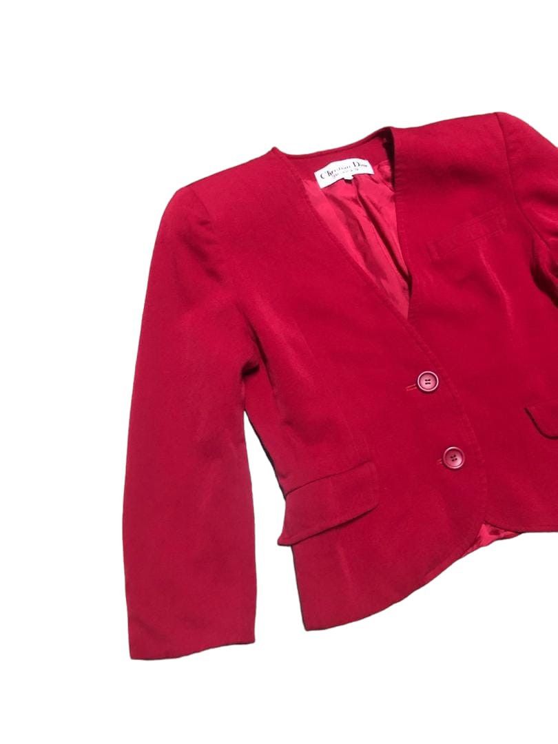 Christian Dior Monsieur Christian Dior PRET-A-PORTER Red Coat Jacket No Collar Size M / US 6-8 / IT 42-44 - 5 Thumbnail