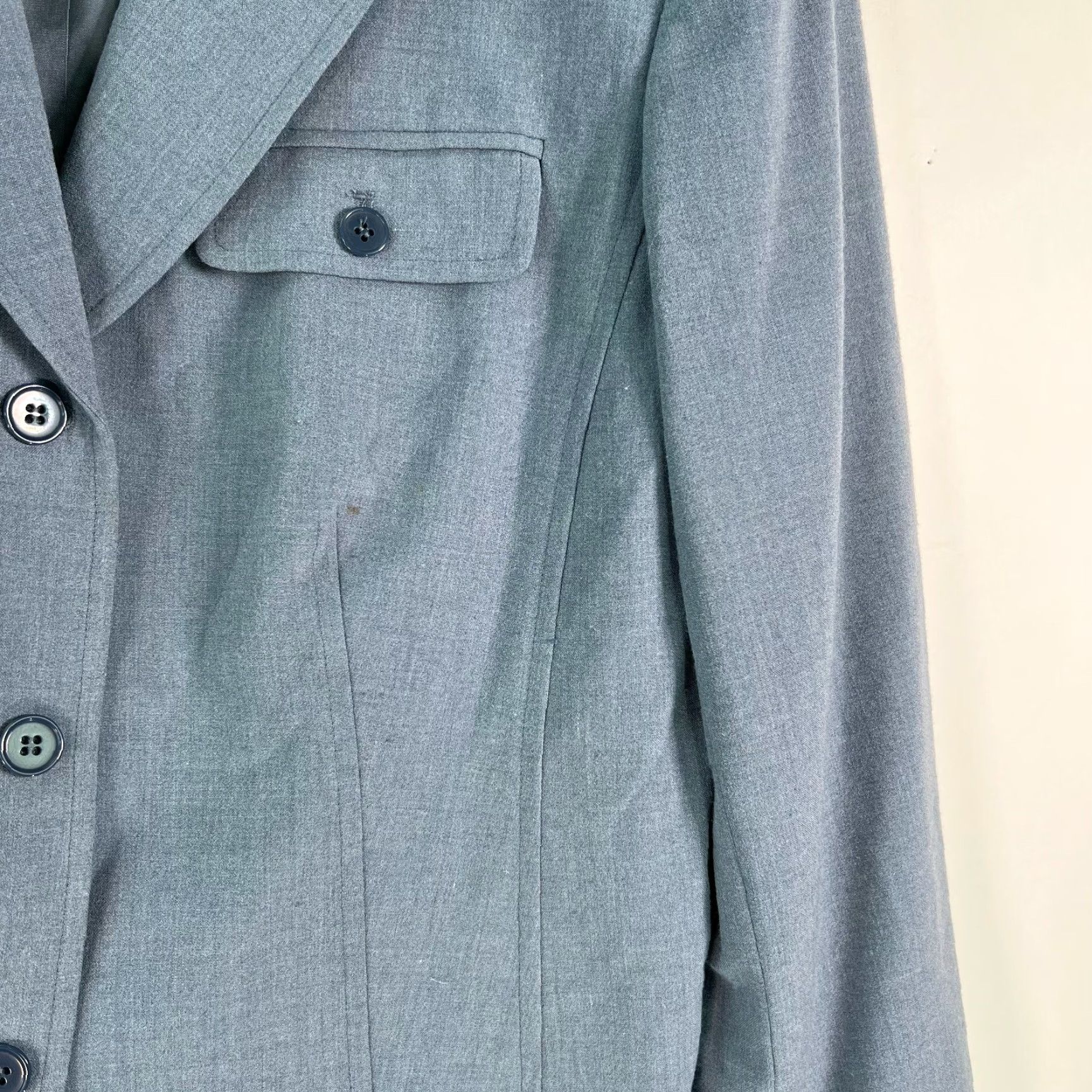 Vintage Jones Wear Blazer Shirt Women Notch Lapel Stretch Blue Jacket 12 Adult Regular Long Sleeve 26" 42" Chest Vintage No N/A Size XL / US 12-14 / IT 48-50 - 6 Thumbnail