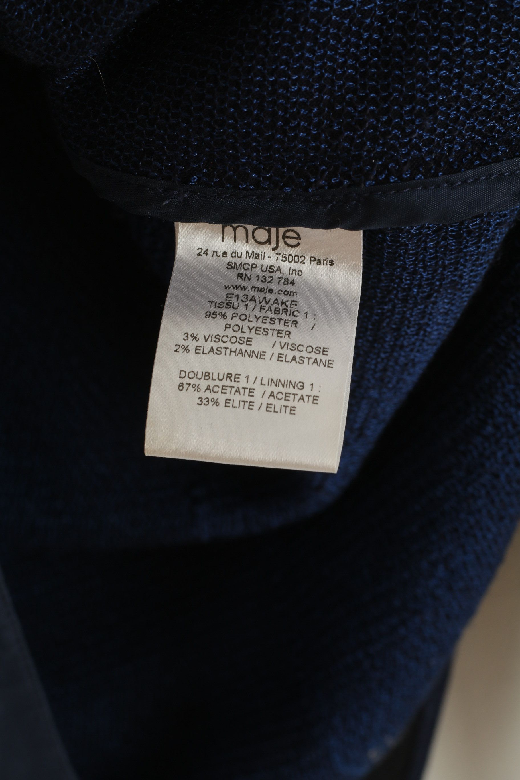 Maje Maje Women 2 M Long Sleeved Shirt Navy Silver 0505 Size XS / US 0-2 / IT 36-38 - 6 Thumbnail
