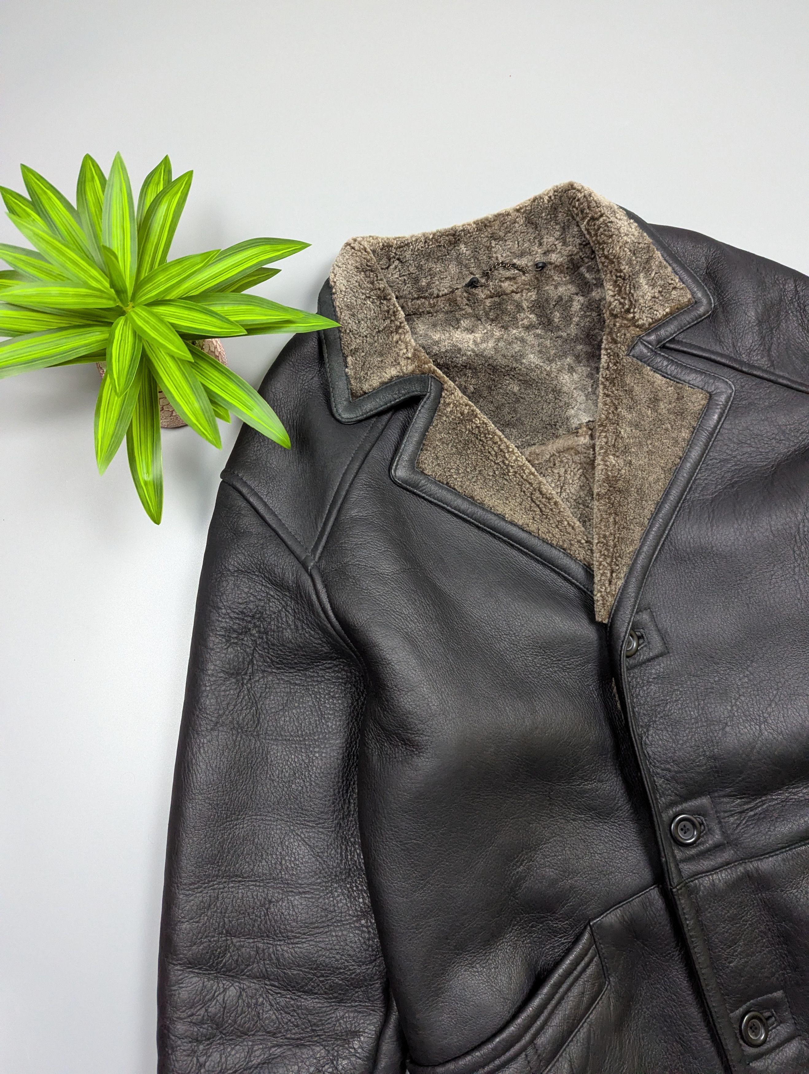 Other Men Black Sheepskin Shearling Leather Fur Coat Jacket 52 (L) Size US L / EU 52-54 / 3 - 5 Thumbnail