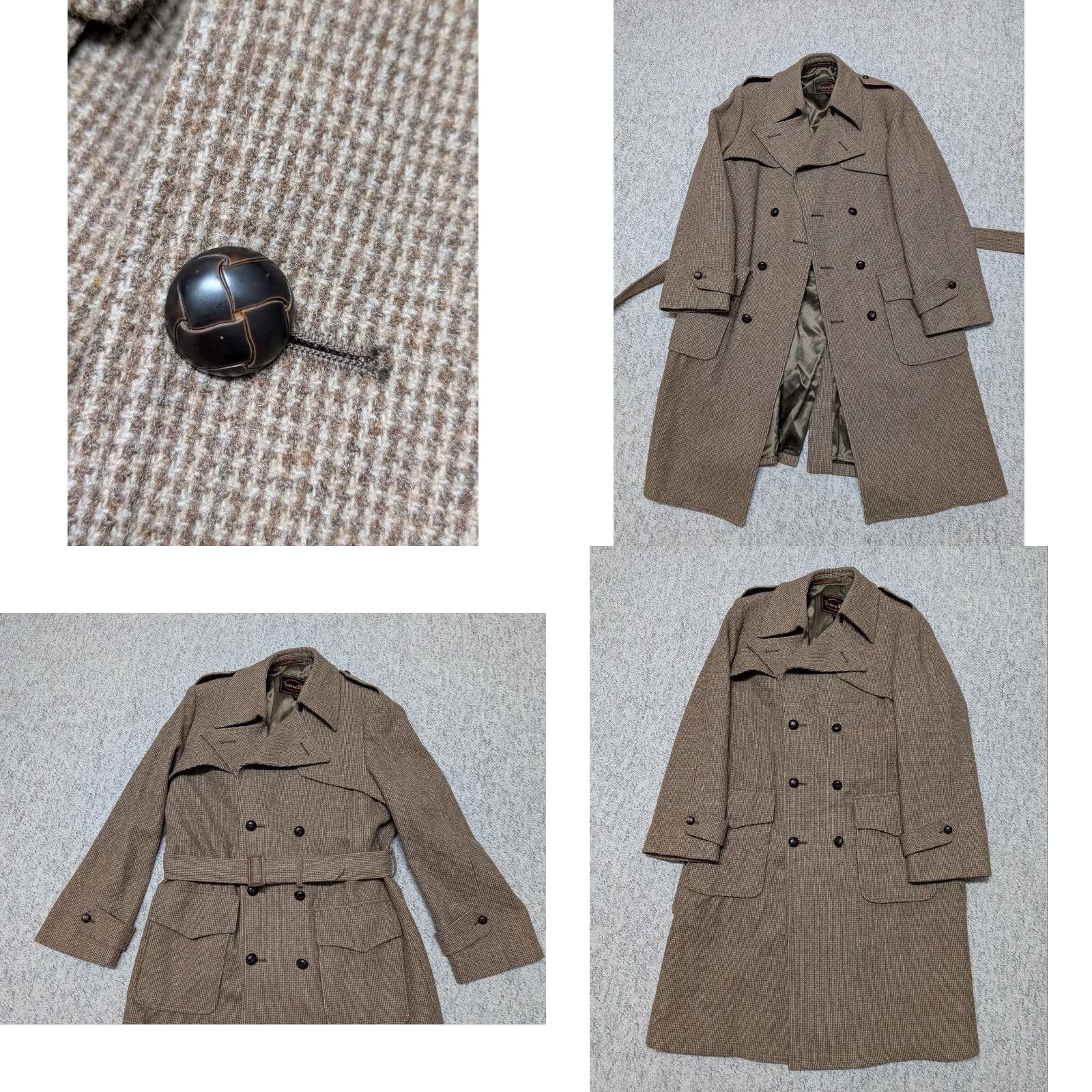 Doublet VINTAGE Botany 500 Tweed Overcoat Belted Double Breasted Wool Trench Coat 42L Brown Mens XS/Adult M/L Size US M / EU 48-50 / 2 - 8 Thumbnail