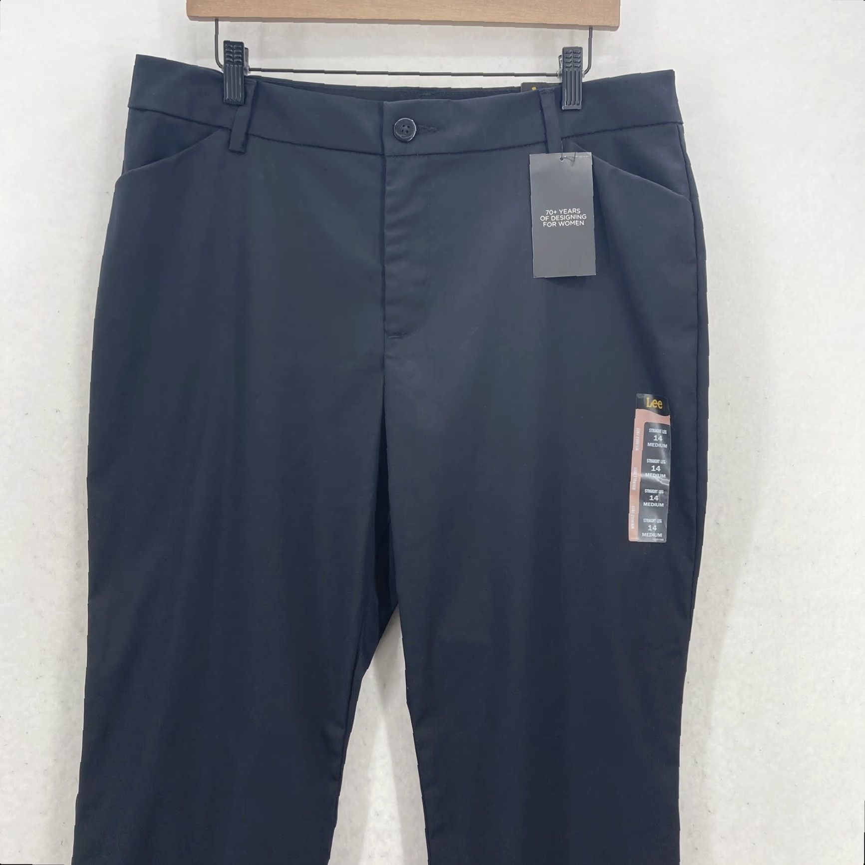 Lee Lee Pants Womens 14 Medium Black Straight Leg Wrinkle Free Work Office Classic Size 36" / US 14 / IT 50 - 2 Thumbnail
