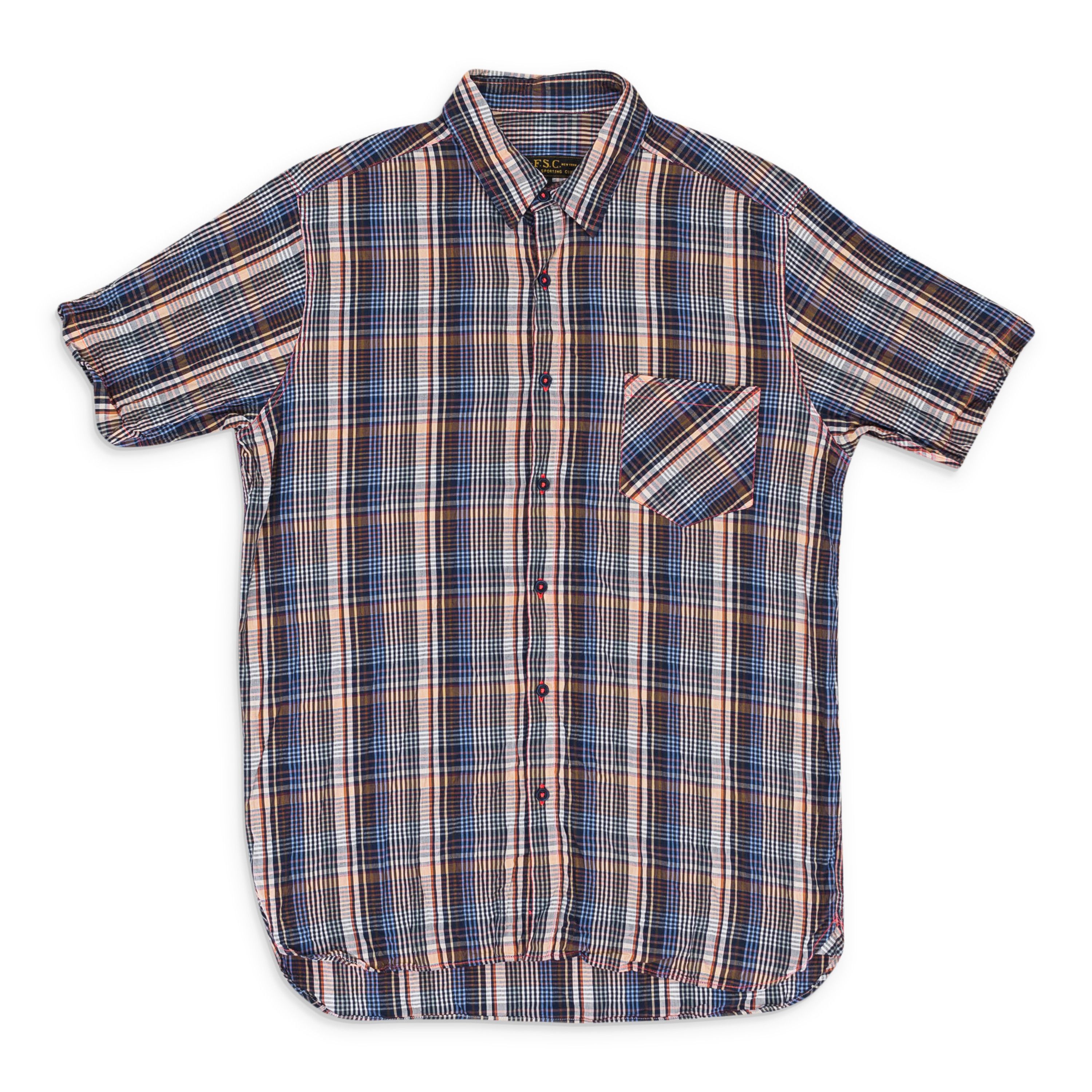 Freemans Sporting Club Peach/Brown/Blue Plaid Short Sleeve Shirt Size XL Size US XL / EU 56 / 4 - 1 Thumbnail