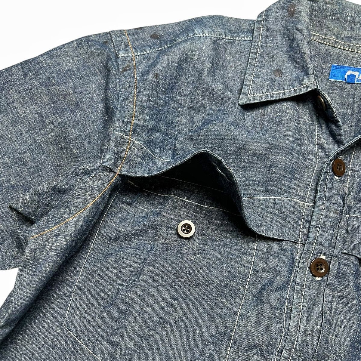 ABAHOUSE × Japanese Brand Abahouse Japan Western Short Sleeve Chambray Work Shirt Size US M / EU 48-50 / 2 - 12 Thumbnail