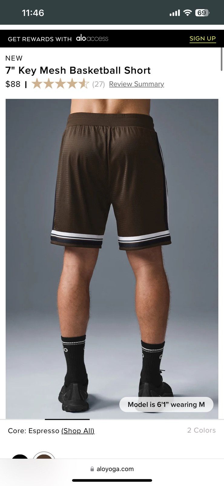Alo Alo Brown Key Mesh Basketball Short Size US 32 / EU 48 - 4 Thumbnail