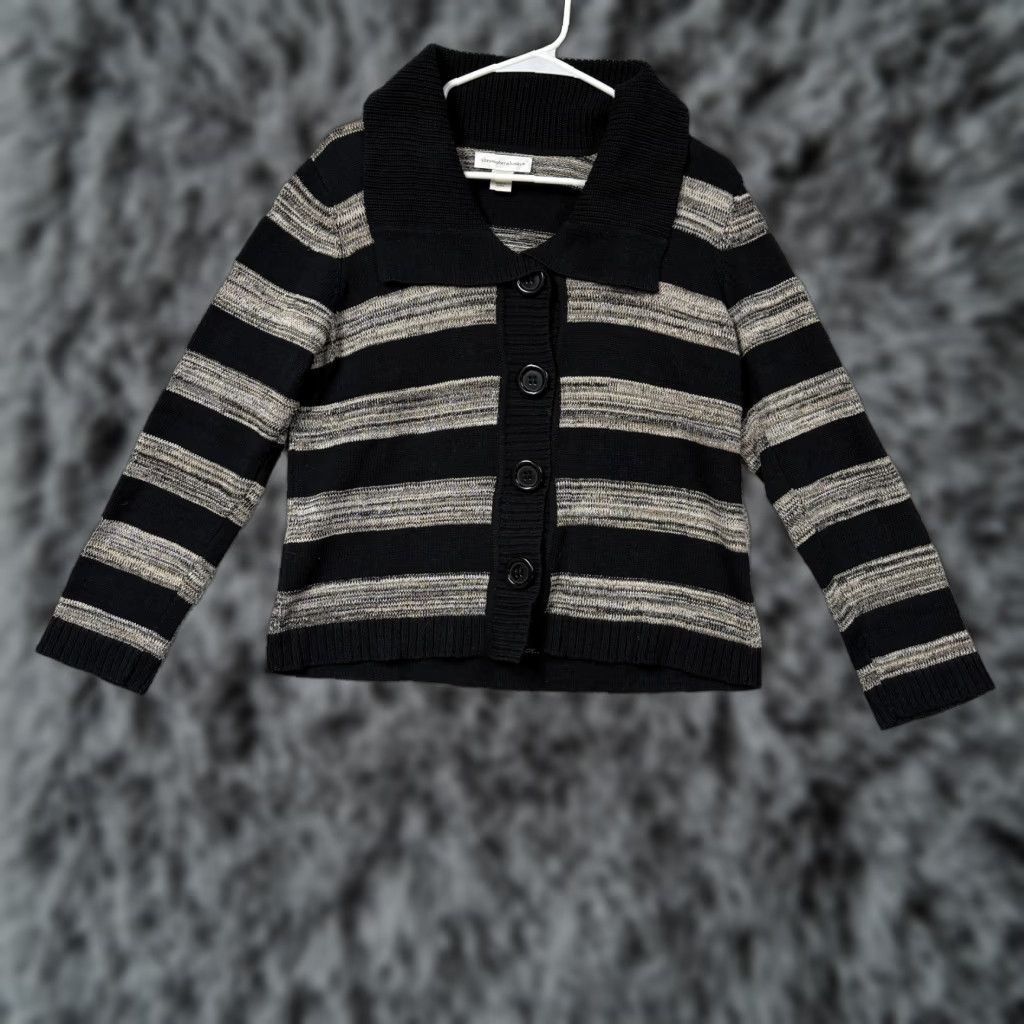 Vintage Christopher & Banks Cardigan Sweater Womens Small Black Striped Preppy Layering Size S / US 4 / IT 40 - 1 Thumbnail