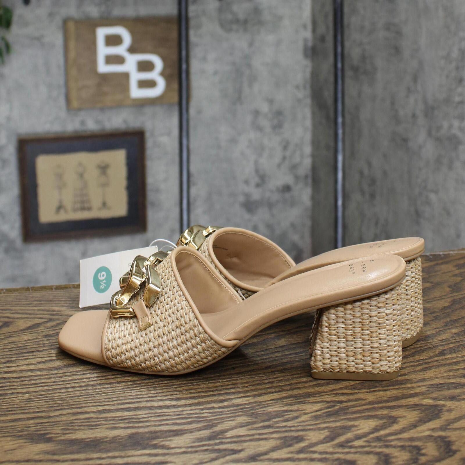 Designer NWT A New Day Raffia Mule Heels 89530483 Tan Brown 8M 8 M Size US 8 / IT 38 - 2 Thumbnail