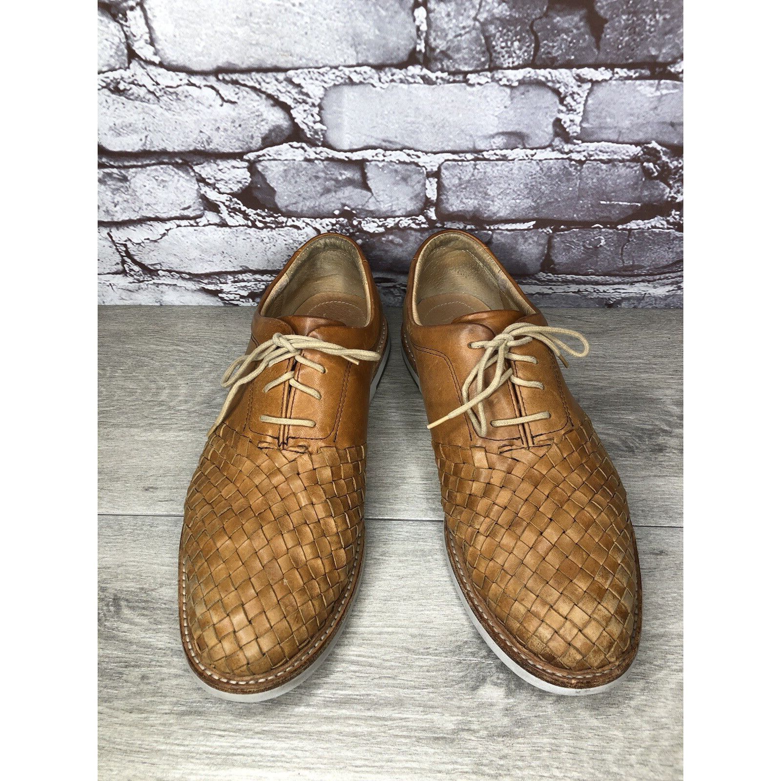 Other THOROCRAFT ROSS Brown Woven Leather Oxfords Lace Up Shoes Me Size US 10 / EU 43 - 11 Thumbnail