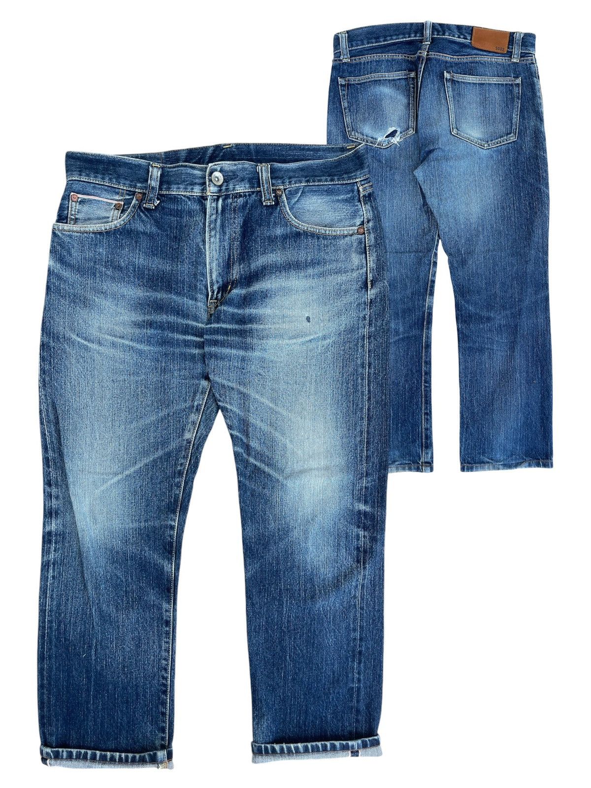 Japanese Brand × Jean × Uniqlo 🔥 Uniqlo Distressed Denim Selvedge Vintage W35🔥 Size US 35 - 1 Thumbnail