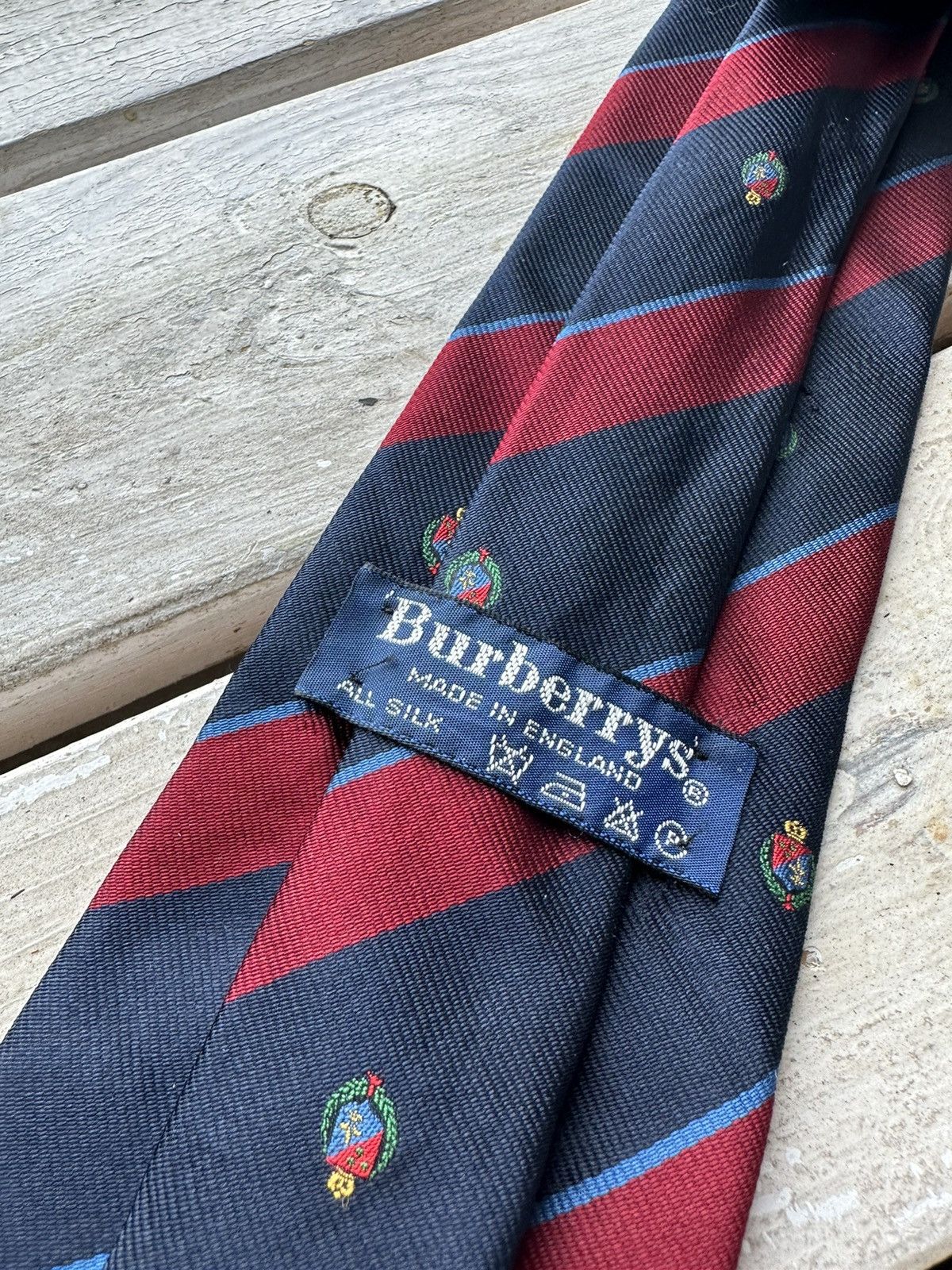 Burberry × Vintage 🚨Vintage 90s Burberrys Embroidered LOGO tie monogram RARE Size ONE SIZE - 3 Thumbnail