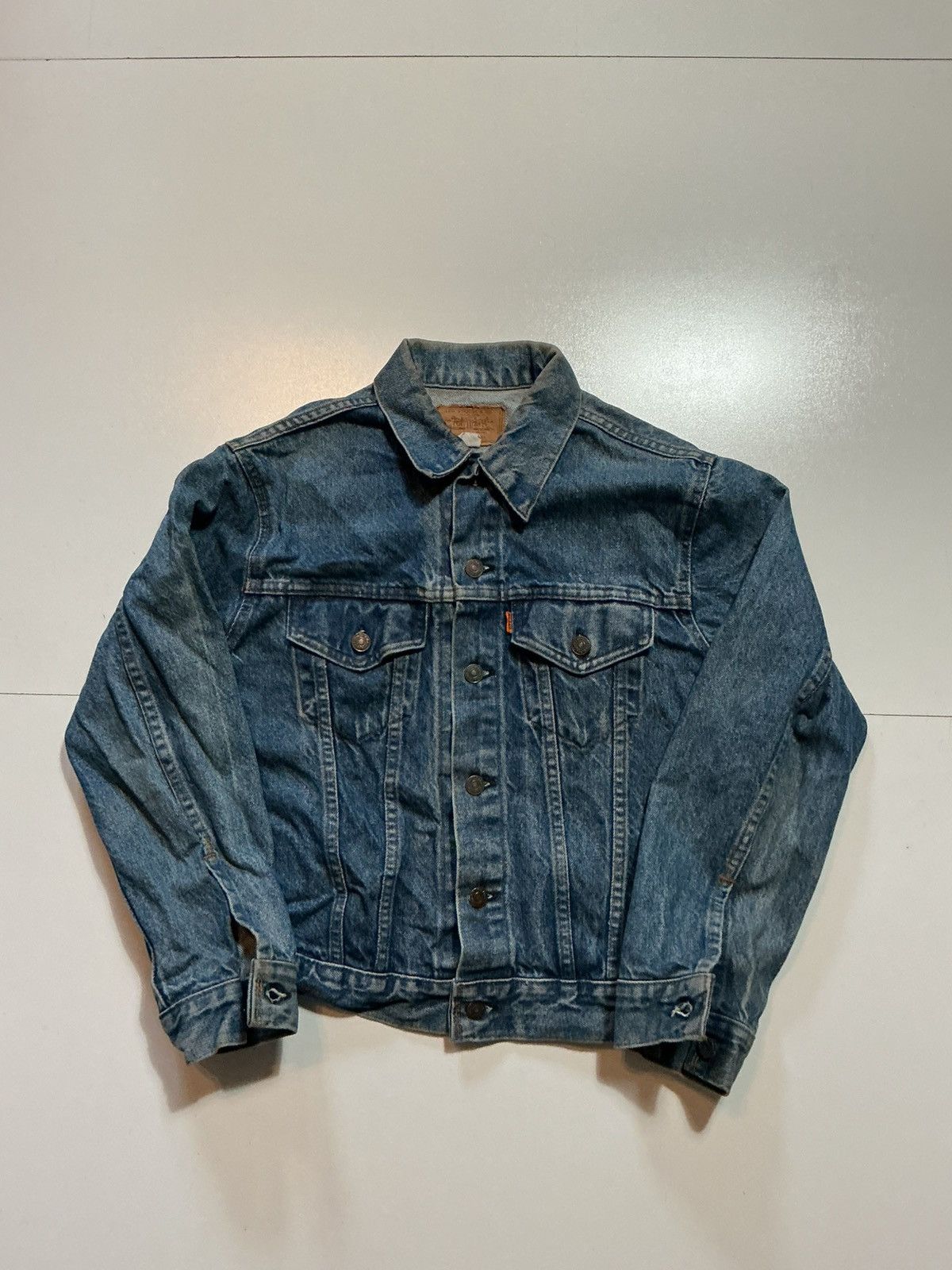 Levi's Vintage 70s 80s Levis Orange Tab Denim Trucker Jean Jacket Size US L / EU 52-54 / 3 - 1 Thumbnail