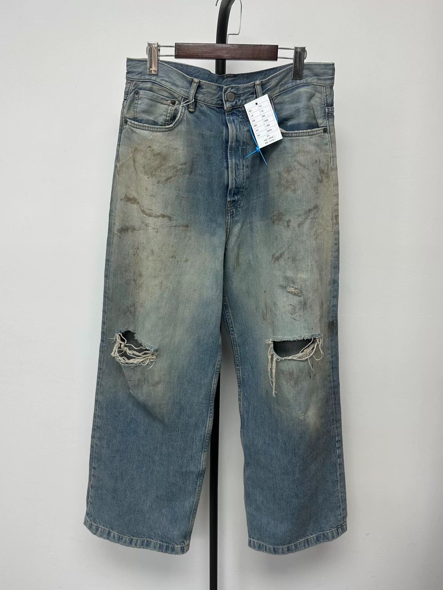 Acne Studios Acne Studios Blue Wide-Leg Denim Pants Size US 31 - 1 Thumbnail