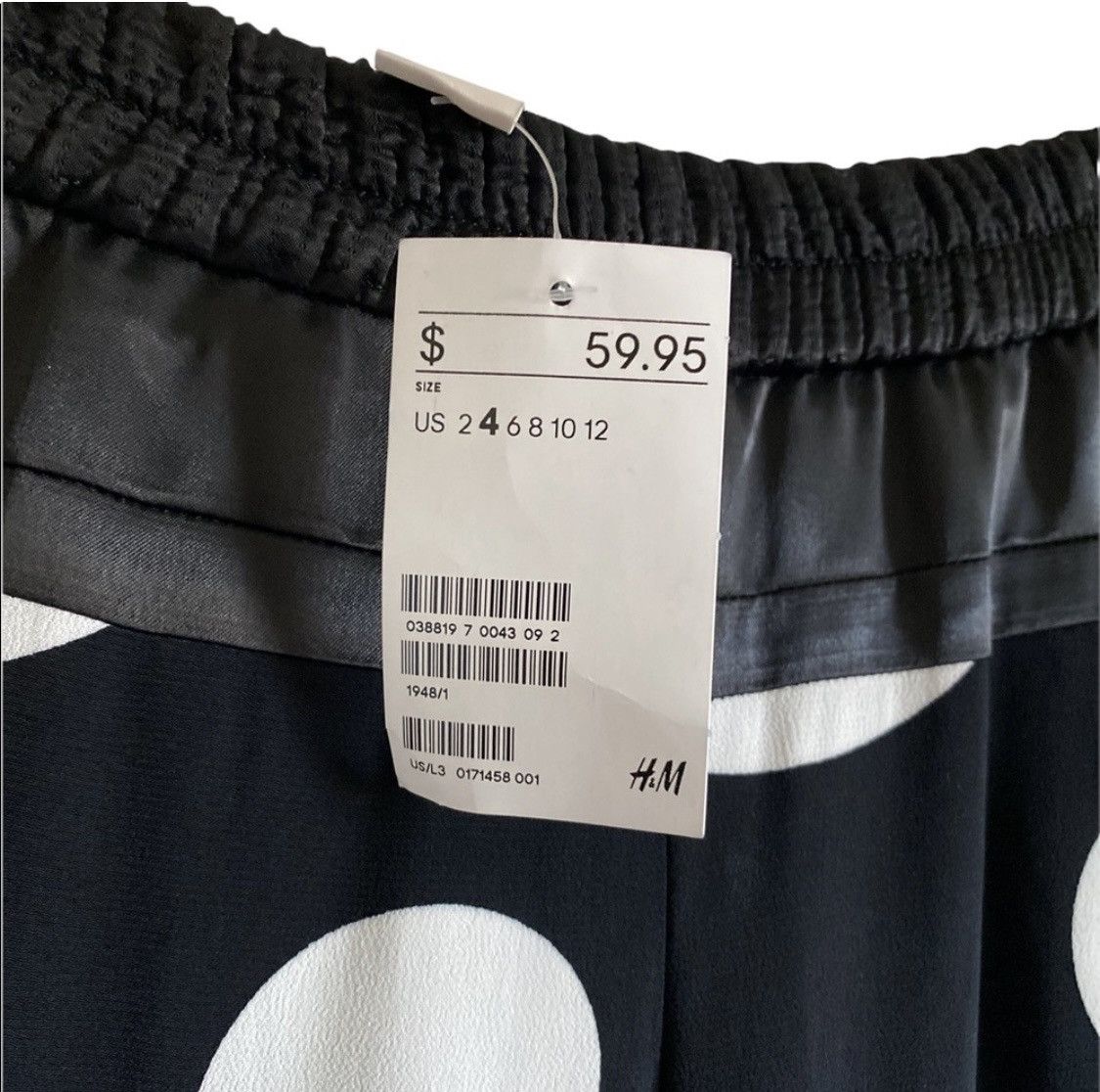 H&M H&M BLACK PLEATED POLKA DOT HIGH RISE PANTS Size 27" / US 4 / IT 40 - 3 Thumbnail