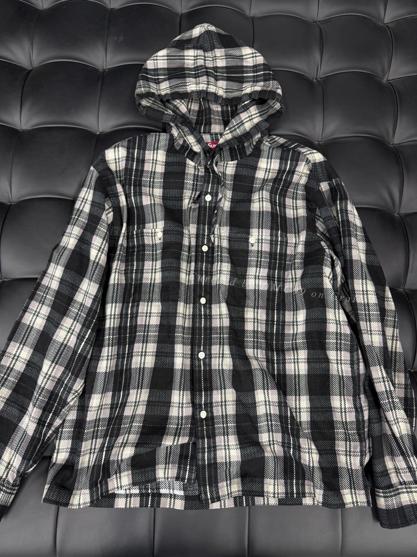 Supreme Supreme Black White Hooded Shirt Size US M / EU 48-50 / 2 - 1 Thumbnail