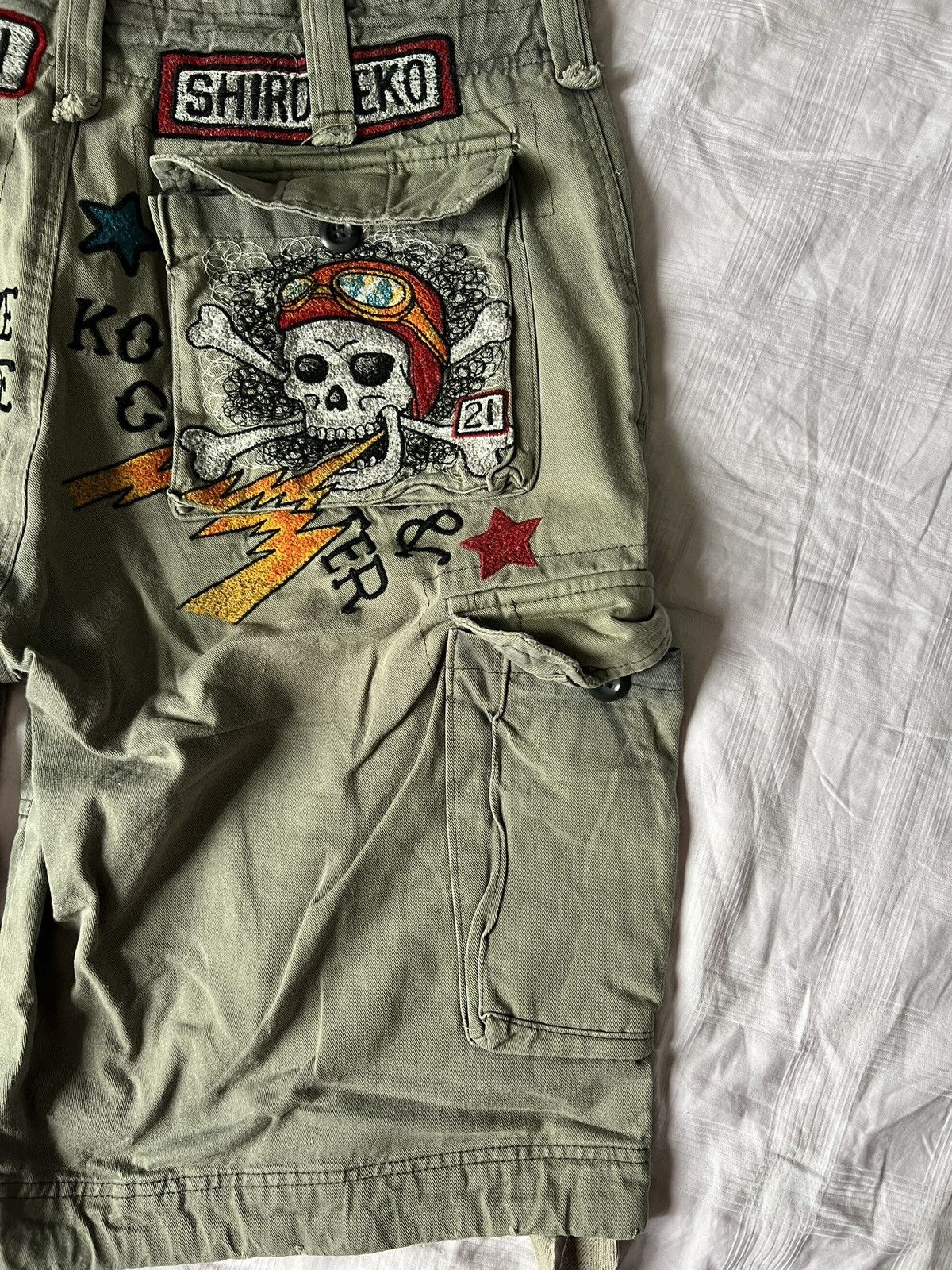Japanese Brand × Vintage Vintage Japanese Brand Shiro Neko Cargo Shorts TATTO Style Size US 36 / EU 52 - 3 Thumbnail