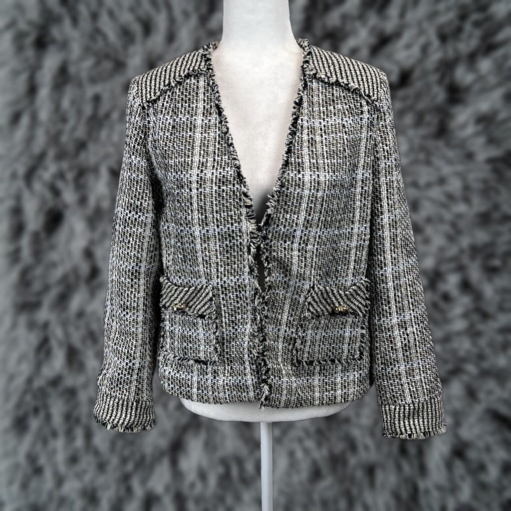 Vintage VINTAGE Chico's Tweed Blazer Jacket Womens 1 Black White Lined 2 Clasp 90s Style Sz 1 US 8-10 Size XS / US 0-2 / IT 36-38 - 1 Thumbnail