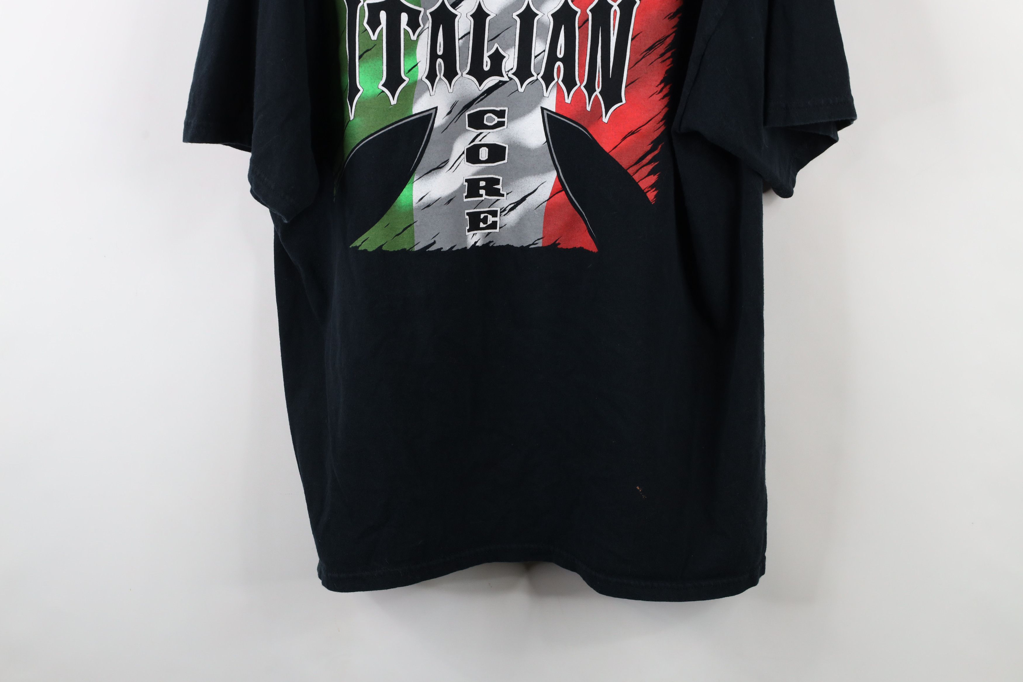 Vintage Vintage 90s Streetwear Cross Italian Hard Core T-Shirt Black Size US XL / EU 56 / 4 - 12 Thumbnail