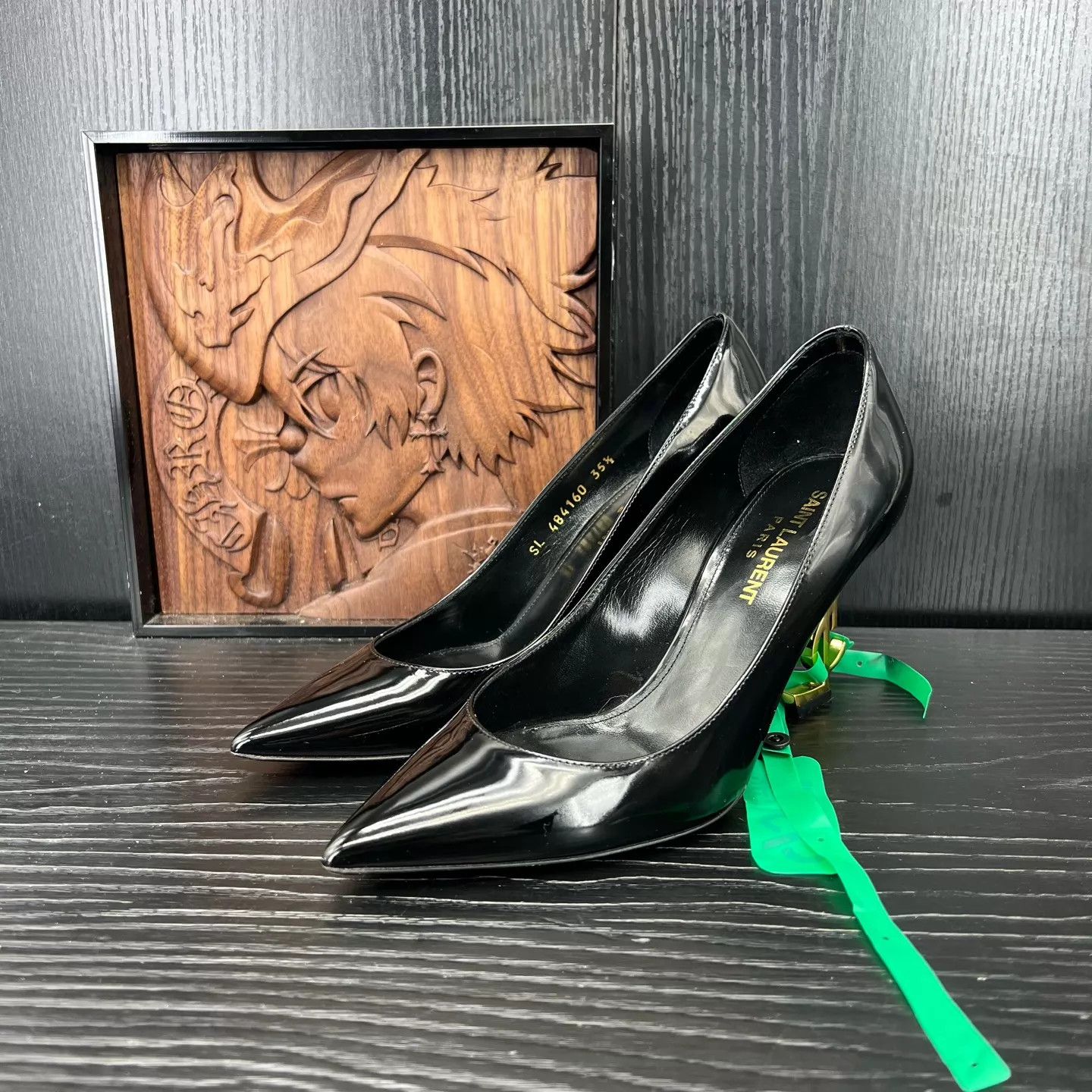 Yves Saint Laurent YSL Opyum Black & Gold Heels Women 35.5 Tried On Size US 5 / IT 35 - 1 Thumbnail