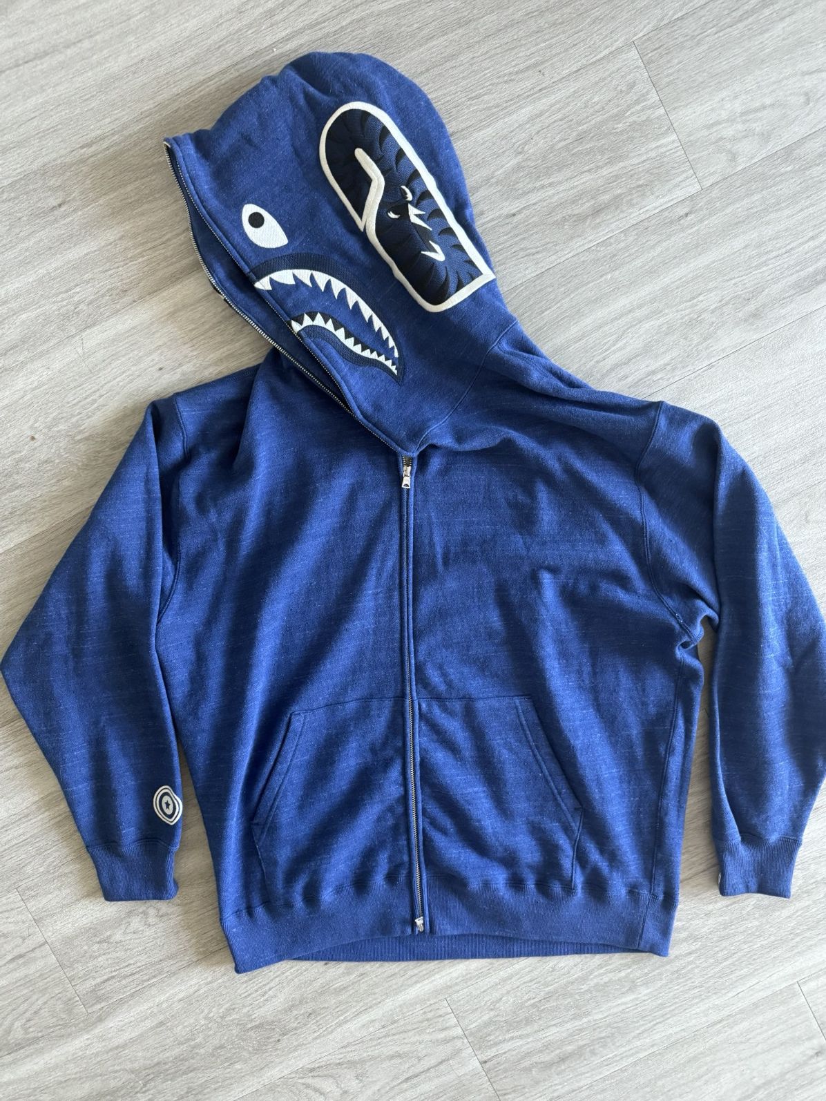 Bape Bape Indigo Shark Full Zip Size US XL / EU 56 / 4 - 2 Thumbnail