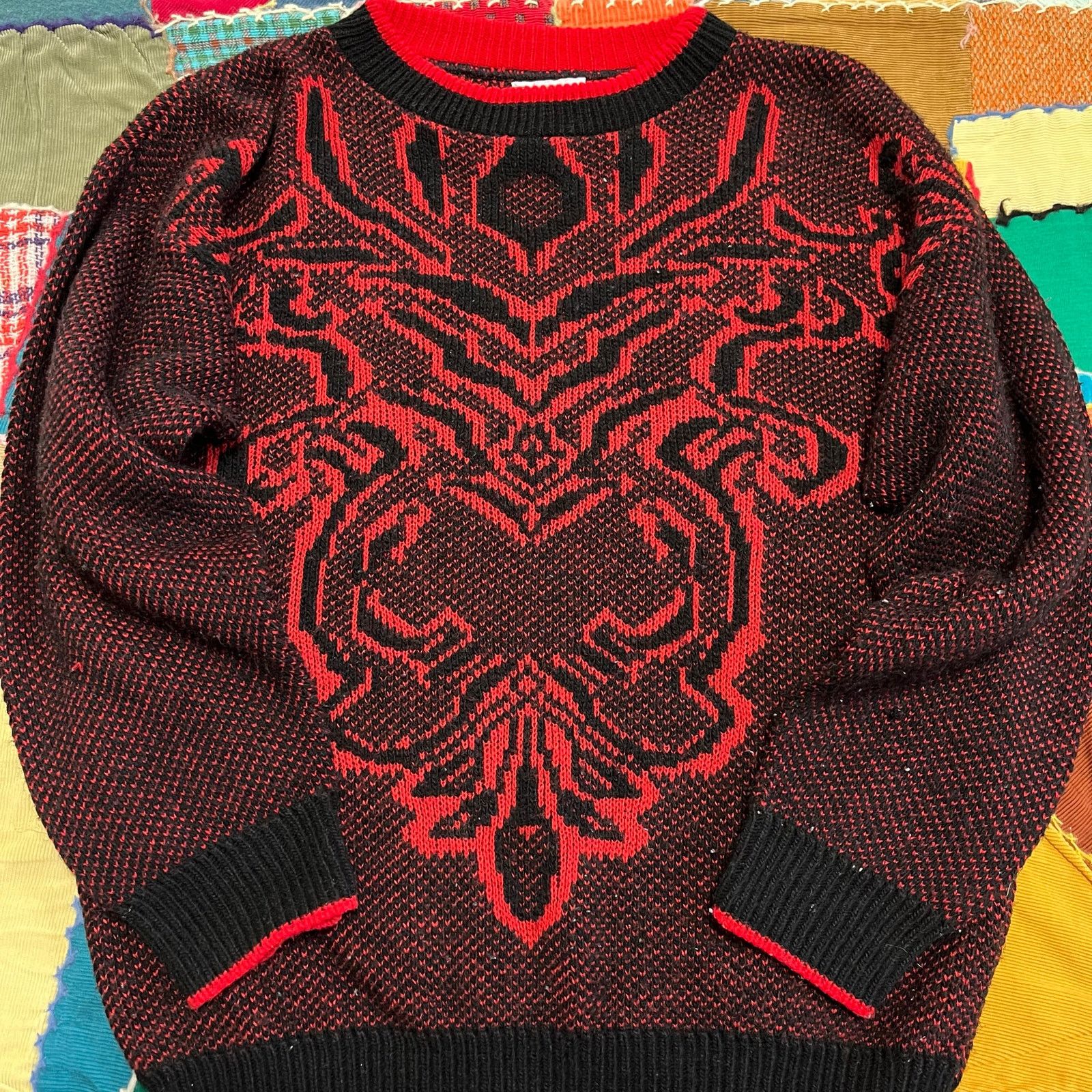 Other Vintage Cuddle Knit Mixed Red and Black Sweater Medium/Large Size US M / EU 48-50 / 2 - 1 Thumbnail