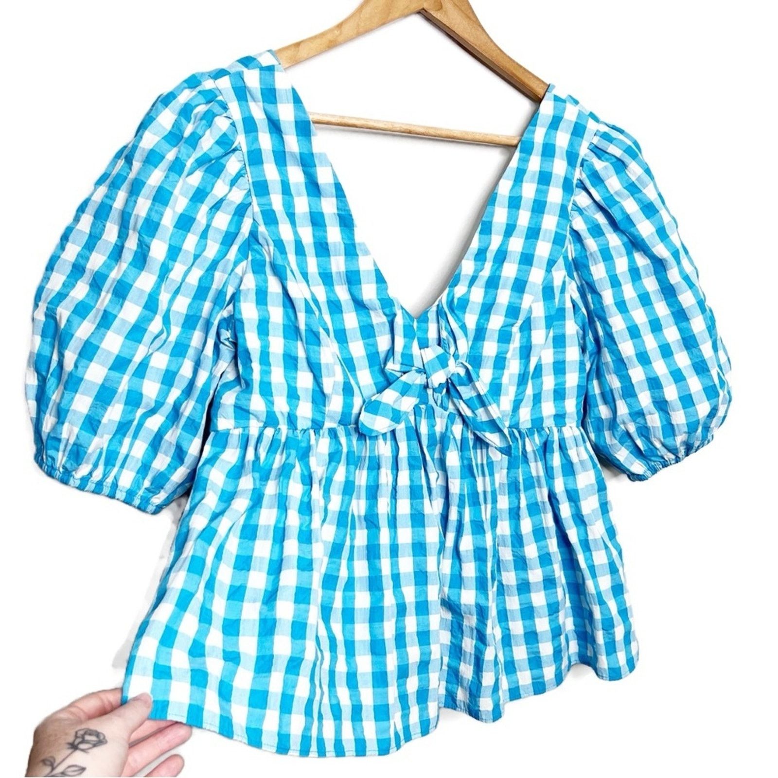 Lilly Pulitzer Lilly Pulitzer Sarafina Gingham Babydoll Women's Blouse Size L / US 10 / IT 46 - 7 Thumbnail