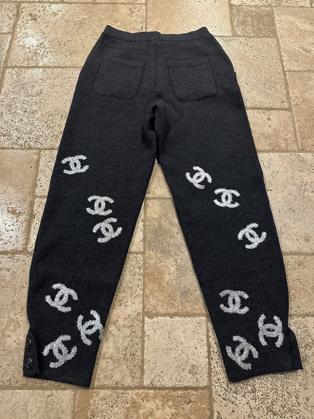 Chanel Chanel Grey Cashmere Glitter CC Logo Unisex Pants Size US 33 - 4 Thumbnail