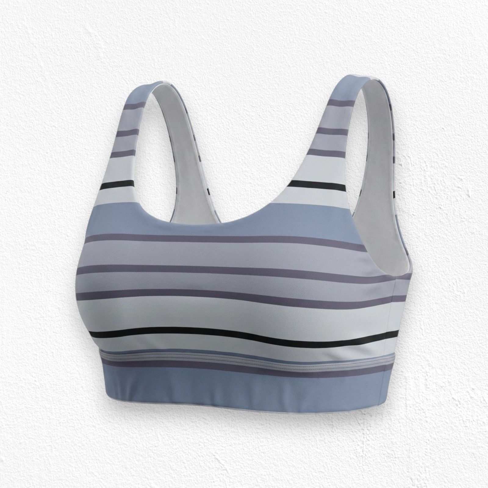 Other Purple White Striped Active Sports Bra Size Medium Size ONE SIZE - 1 Thumbnail